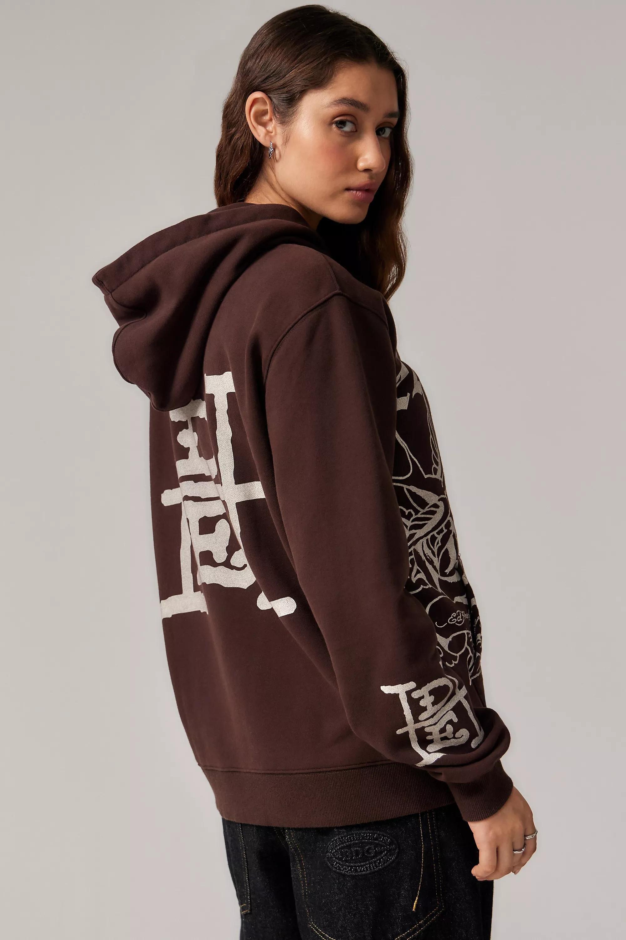 Brown Ed Hardy Uo Exclusive Mole Outline Hoodie, , large image number 1