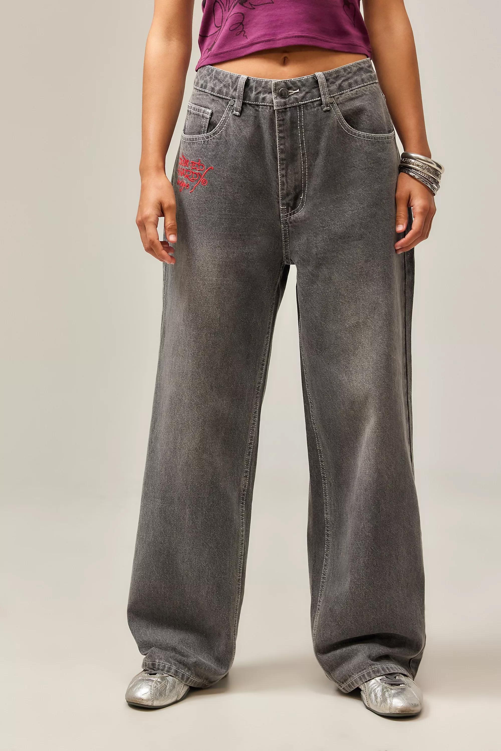 Grey Ed Hardy Uo Relaxed Jeans, , large image number 0