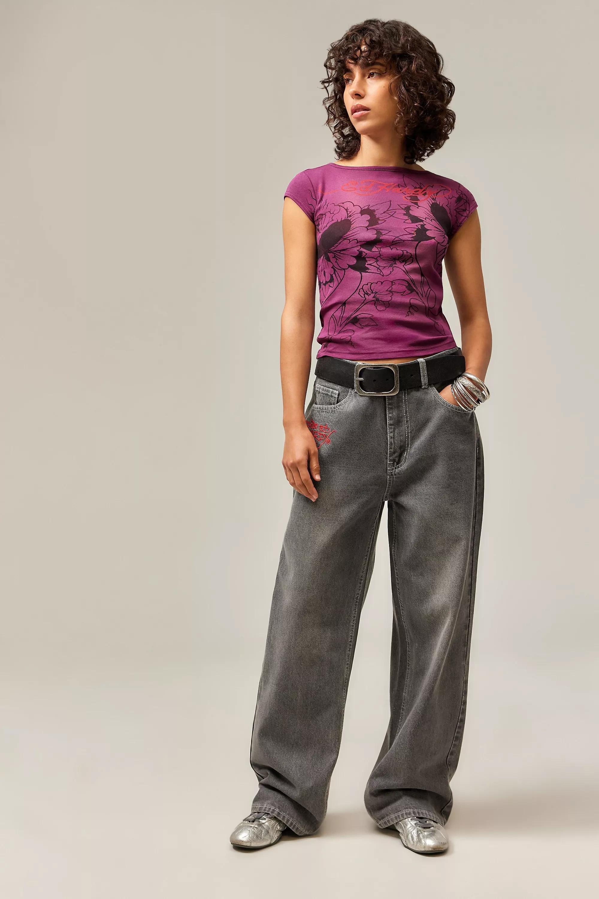 Grey Ed Hardy Uo Relaxed Jeans, , large image number 1