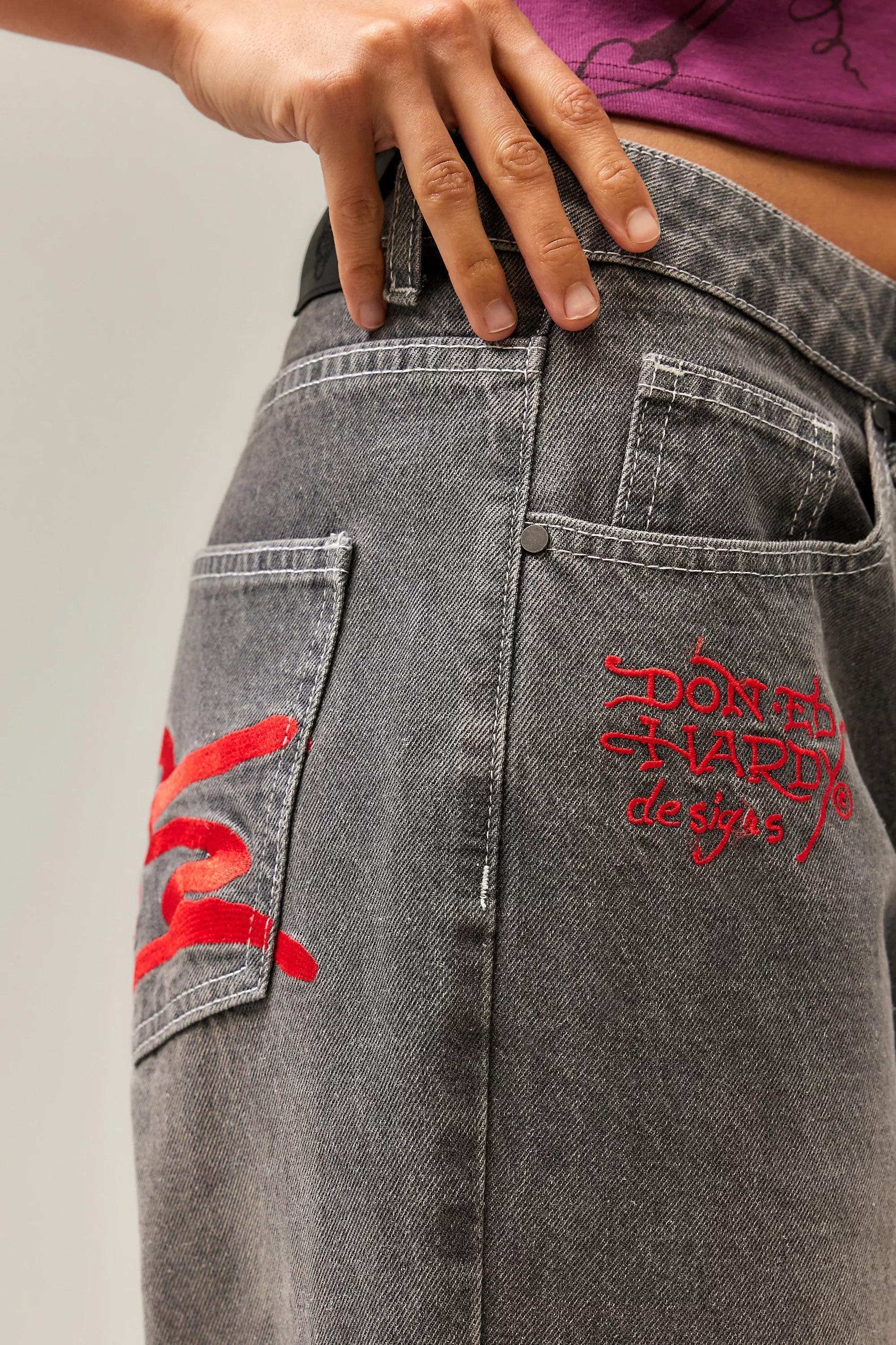 Grey Ed Hardy Uo Relaxed Jeans, , large image number 2