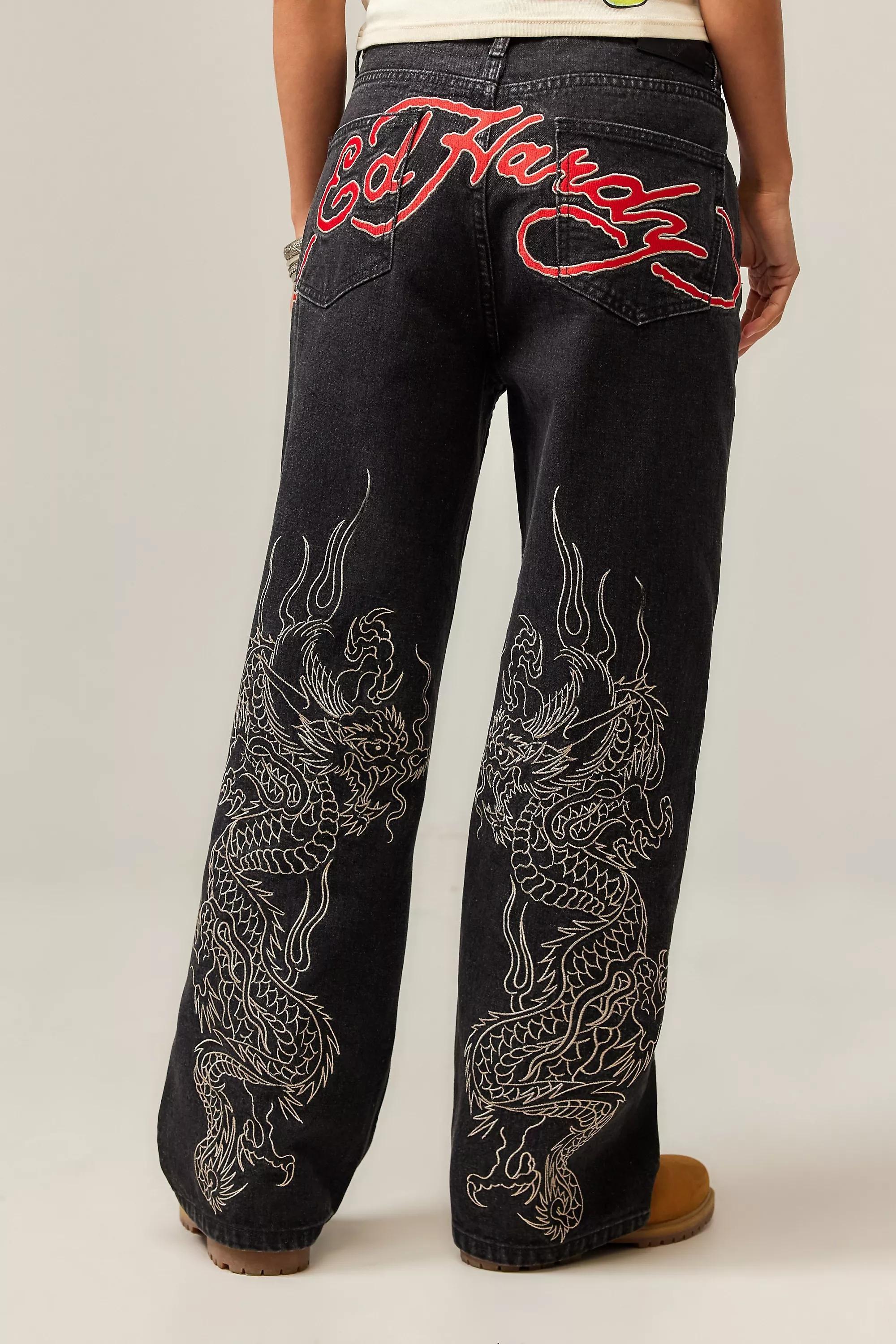 Black Ed Hardy Uo Exclusive Print Jeans, , large image number 0