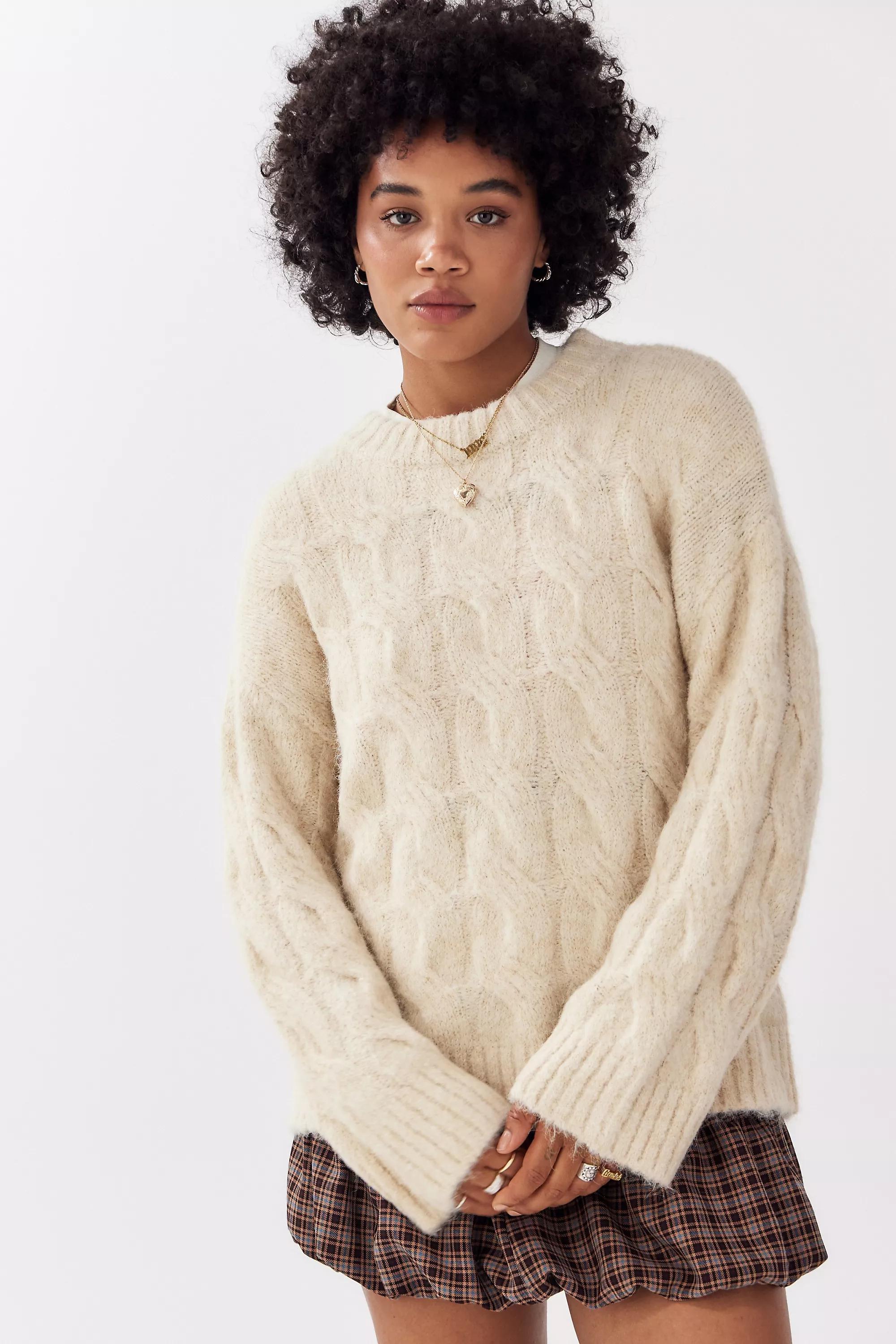 Cream Kimchi Blue Boston Lofty Cable Knit Jumper, , large image number 1