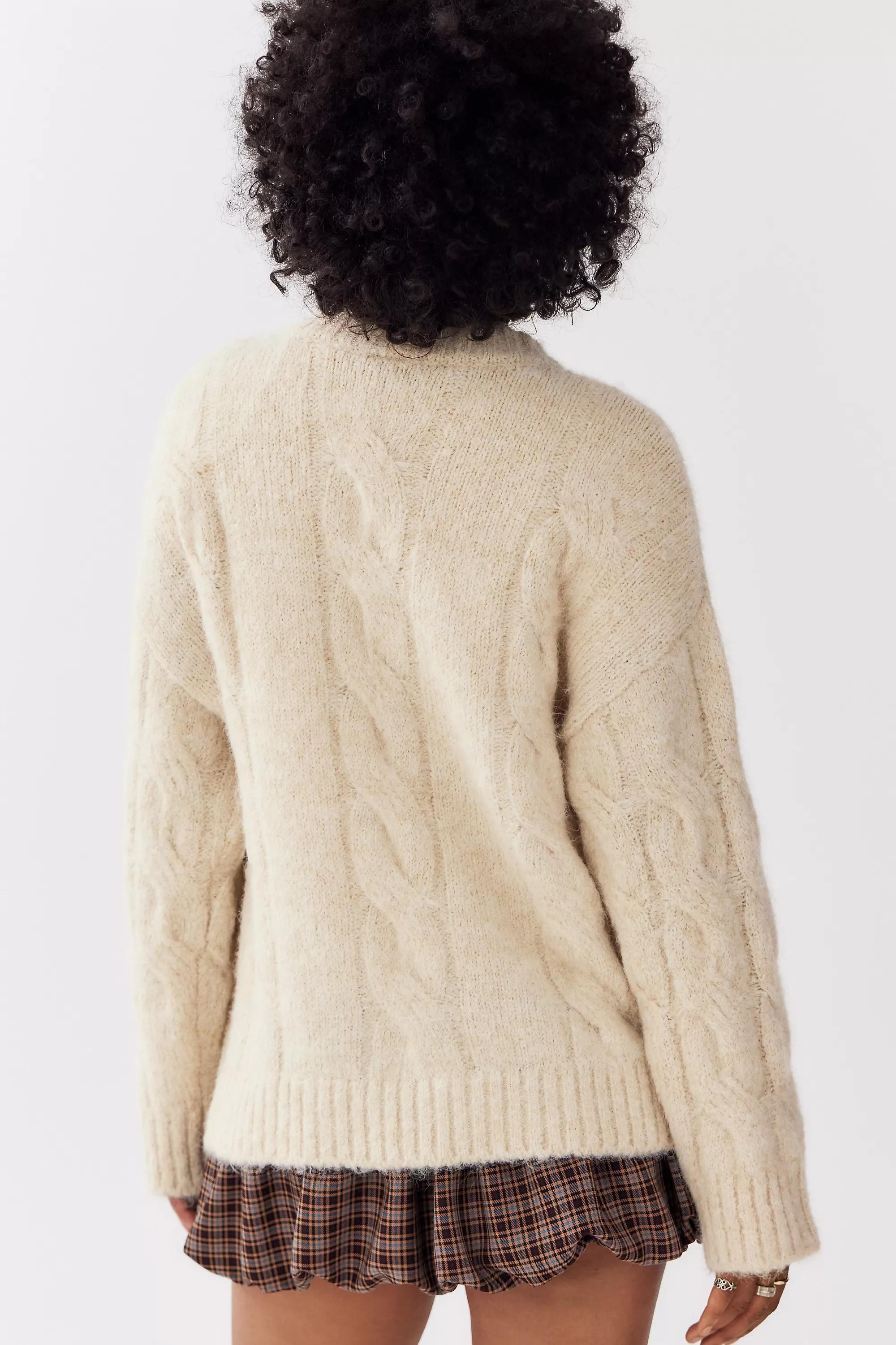Cream Kimchi Blue Boston Lofty Cable Knit Jumper, , large image number 4