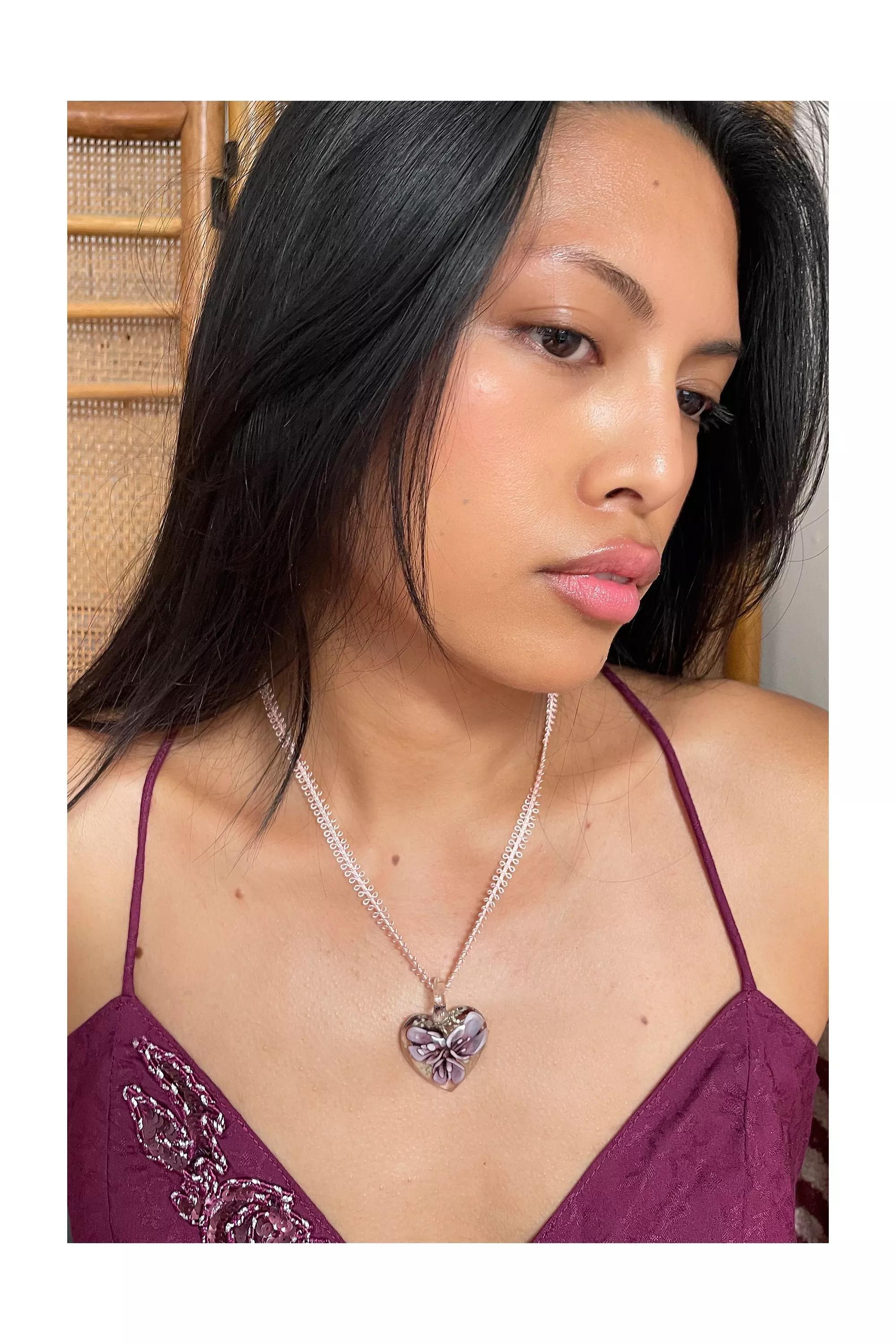 Pink Silence + Noise Lace Pendant Necklace, PINK, large image number 0