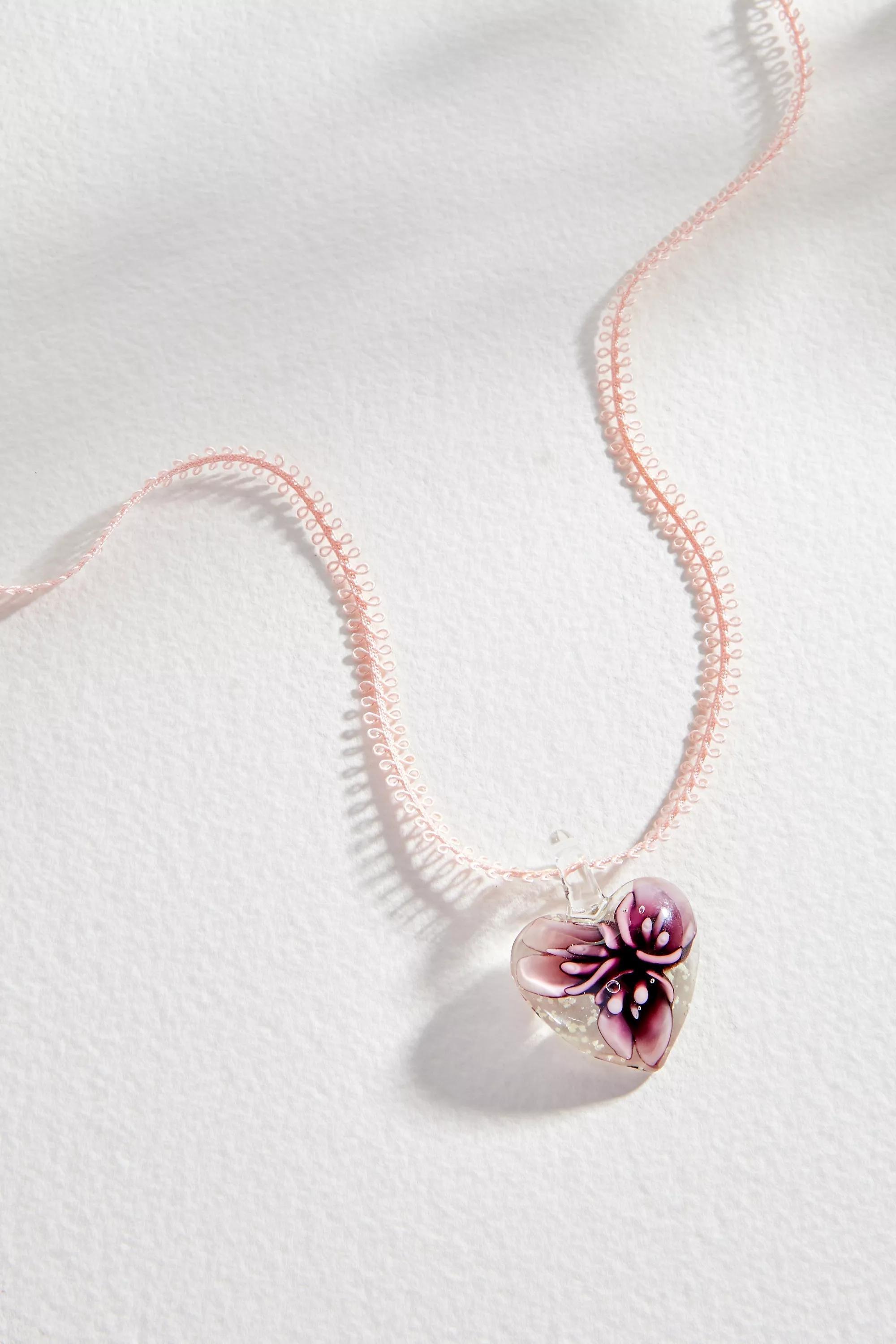 Pink Silence + Noise Lace Pendant Necklace, PINK, large image number 3