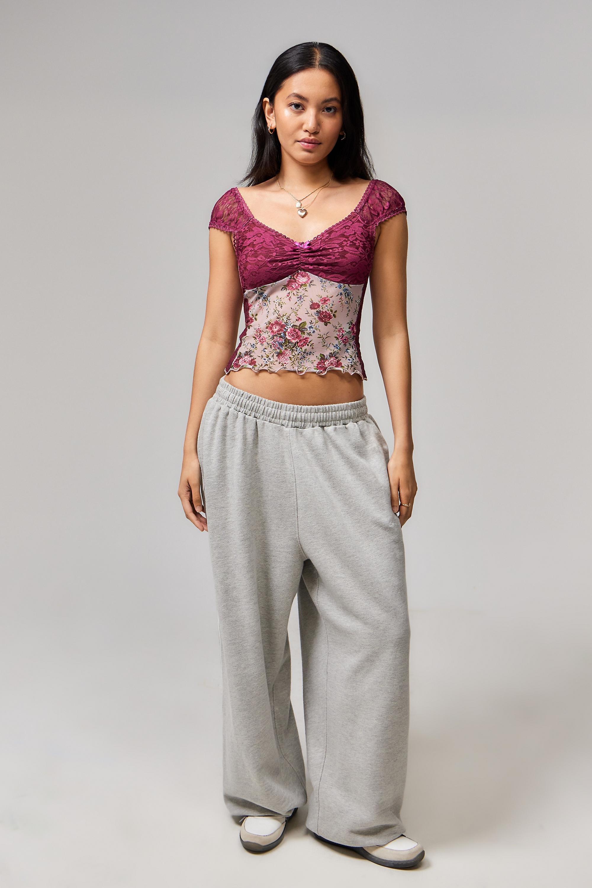 Urban Outfitters Purple Le Kimchi Blue Damson Mesh Blouse | Azadea UAE