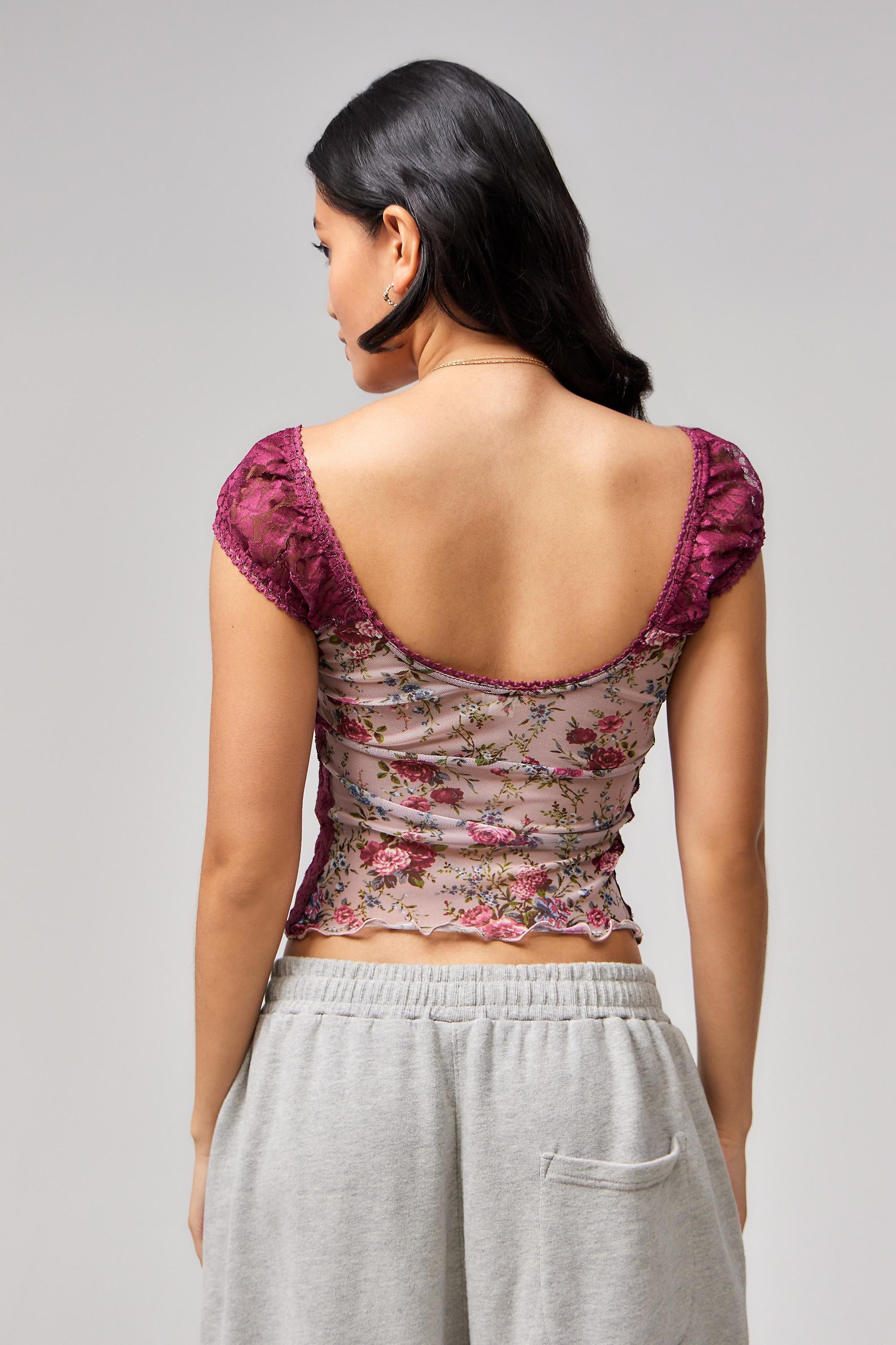 Urban Outfitters Purple Le Kimchi Blue Damson Mesh Blouse | Azadea UAE