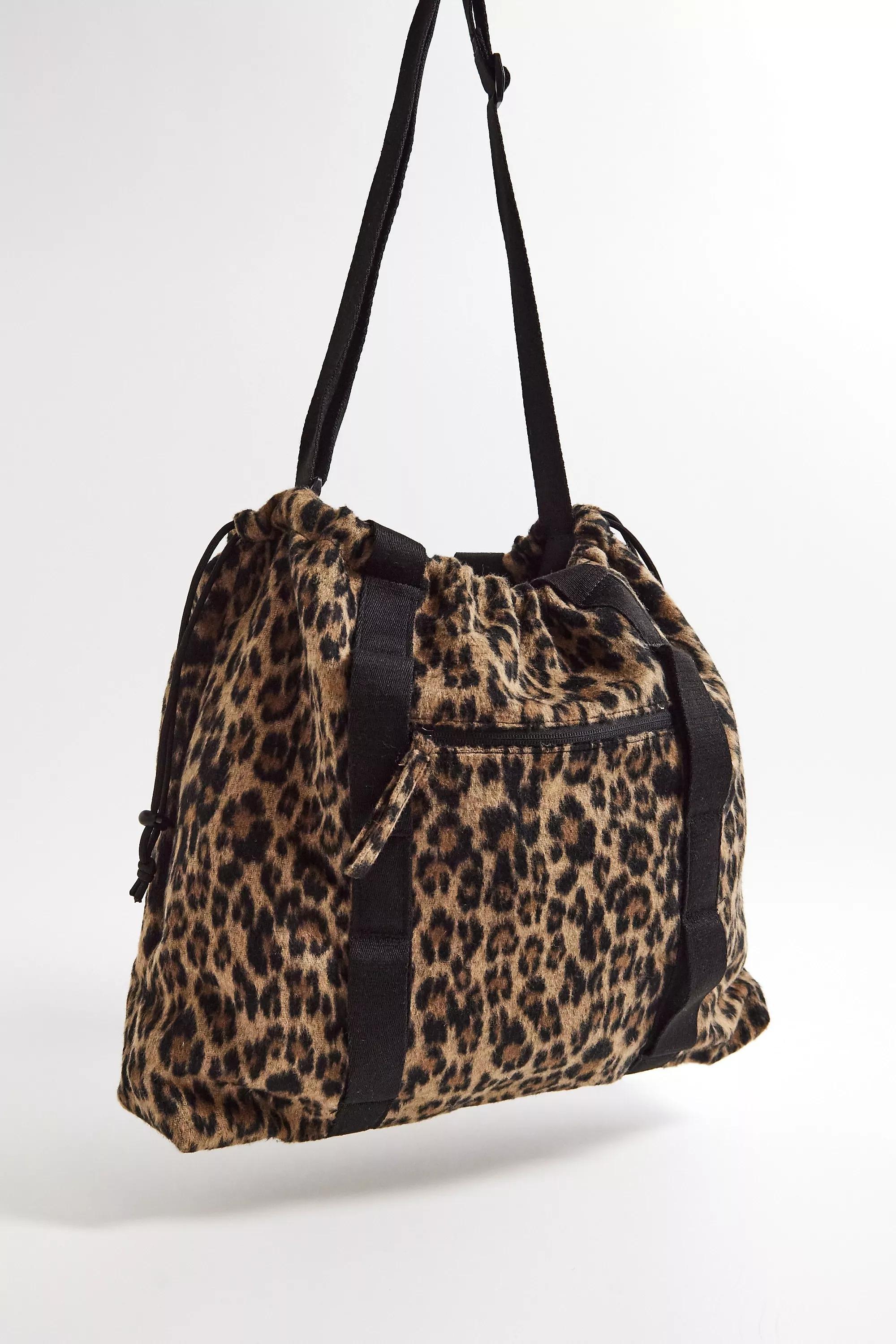 Brown Uo Fur Leopard Print Tote Bag, BRN, large image number 1