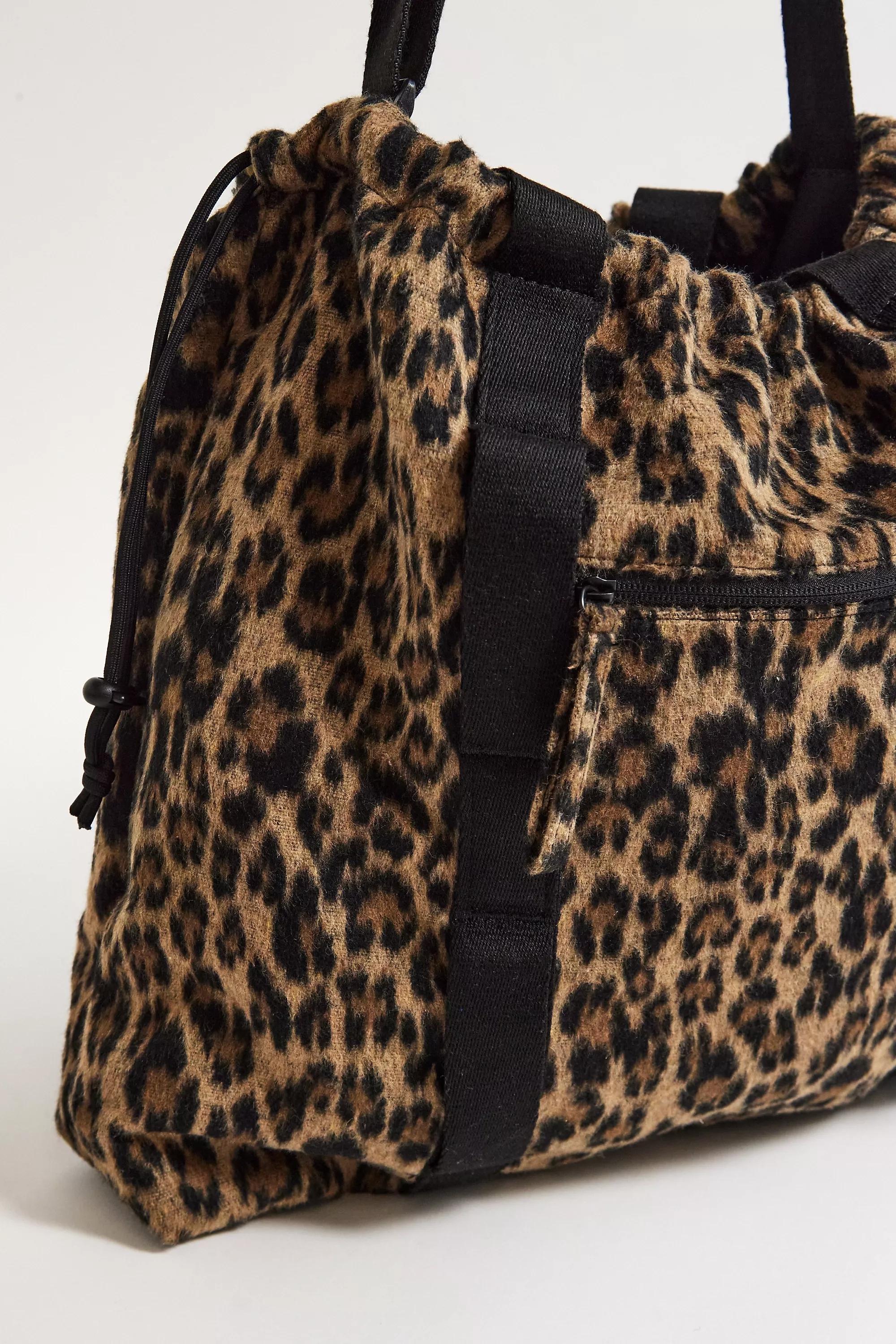 Brown Uo Fur Leopard Print Tote Bag, BRN, large image number 2