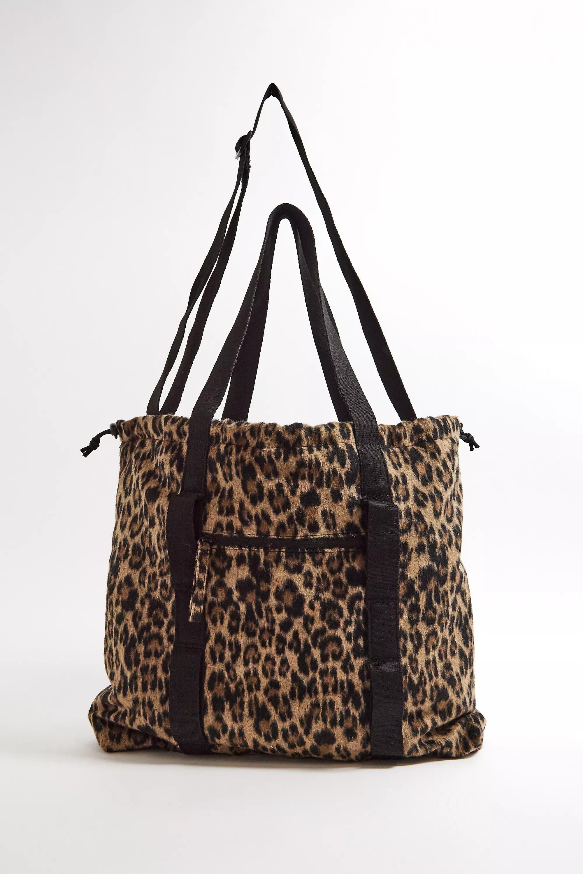 Brown Uo Fur Leopard Print Tote Bag, BRN, large image number 3