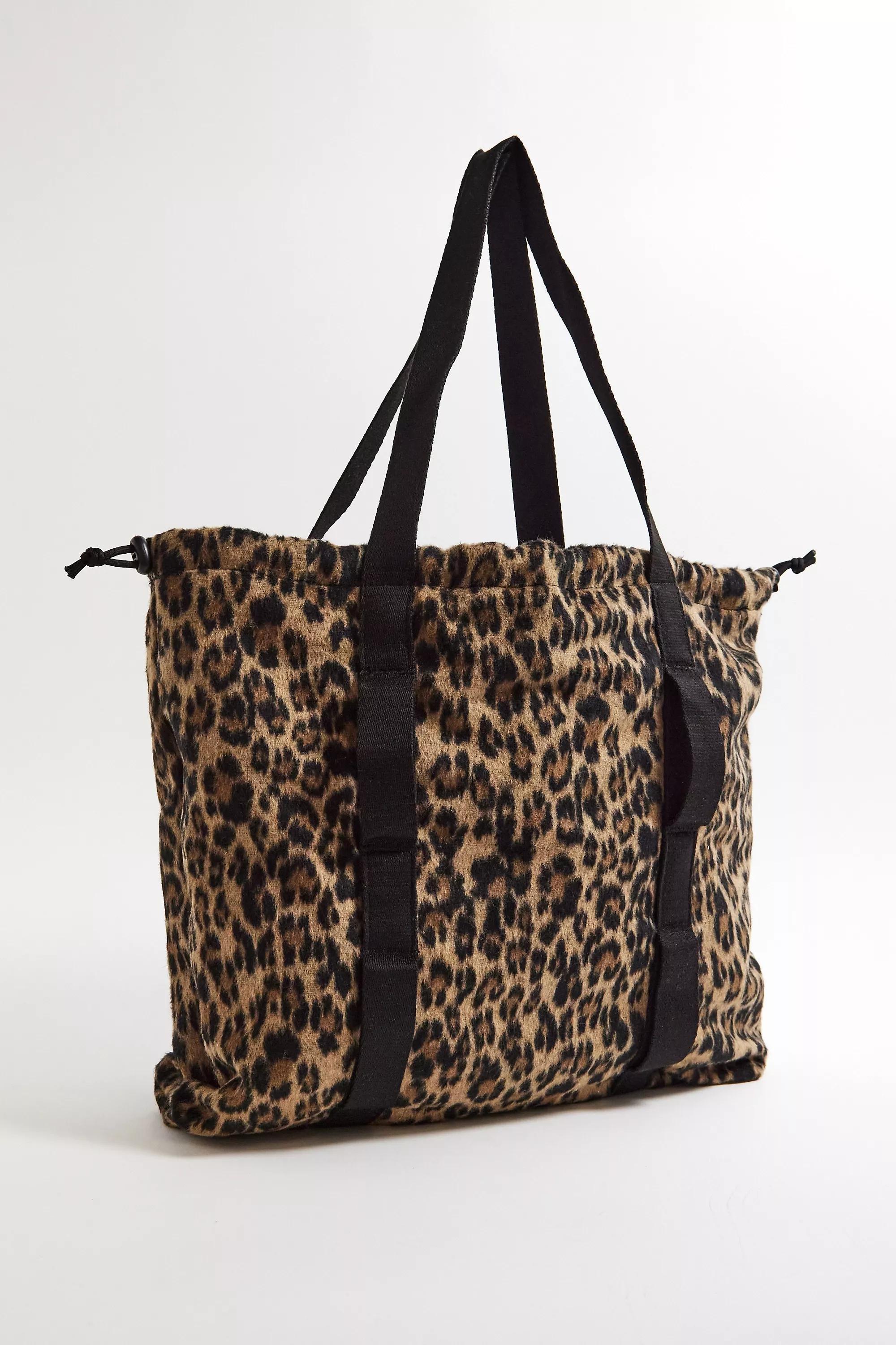 Brown Uo Fur Leopard Print Tote Bag, BRN, large image number 4