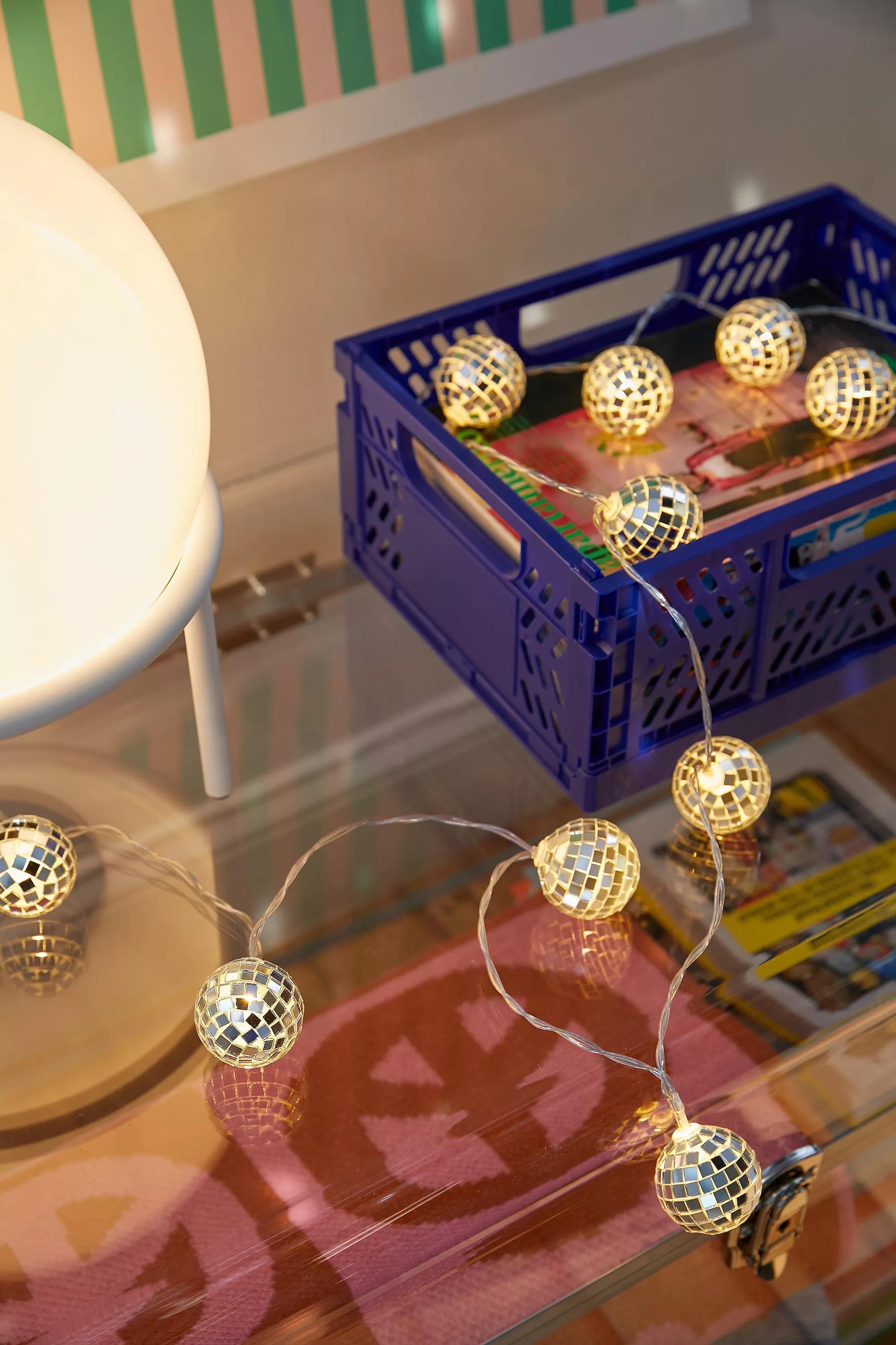 Silver Disco Ball String Lights, SLVR, large image number 0