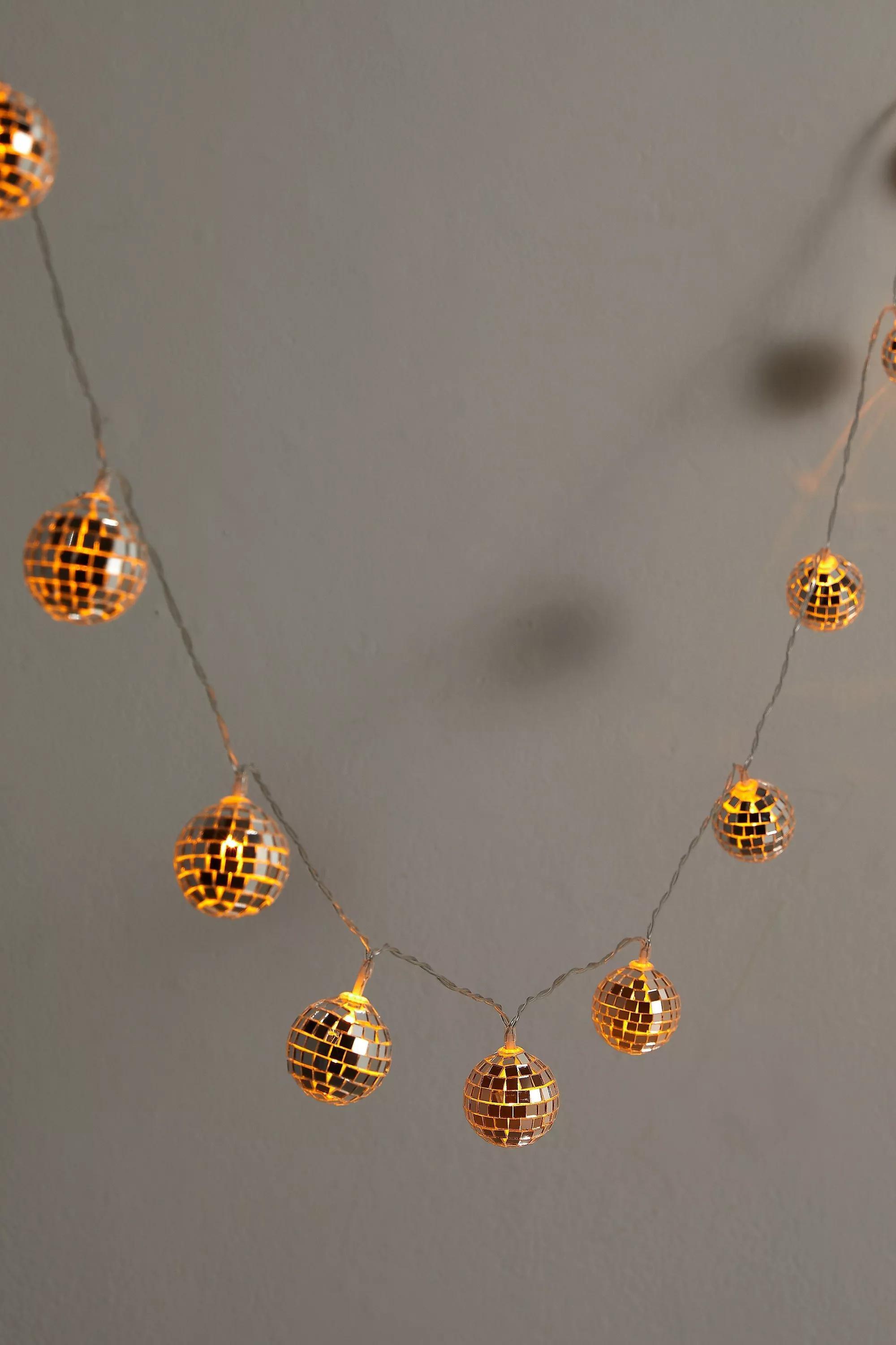 Silver Disco Ball String Lights, SLVR, large image number 1