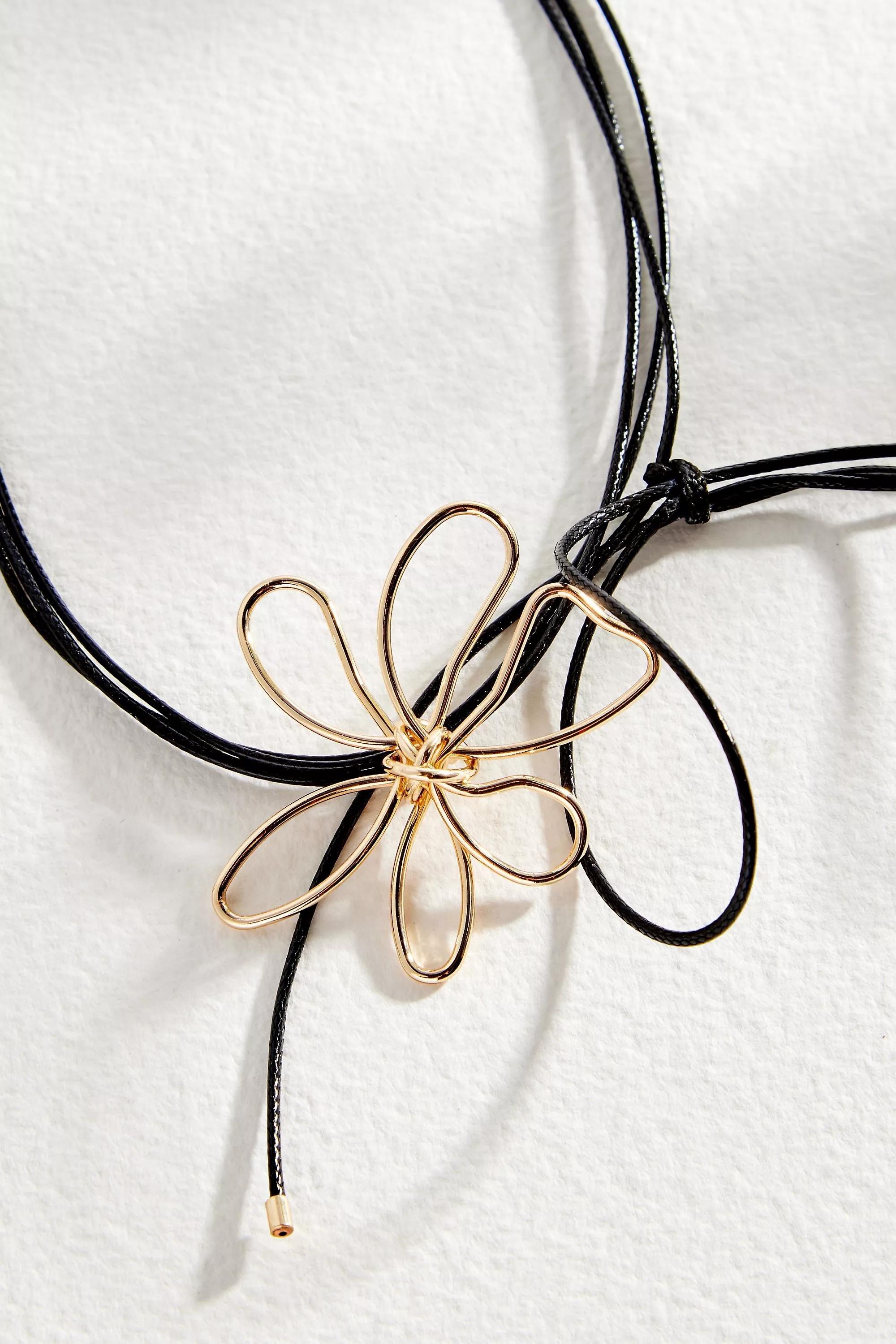 Gold Silence + Noise Metal Petal Shoelace Choker, GOLD, large image number 0