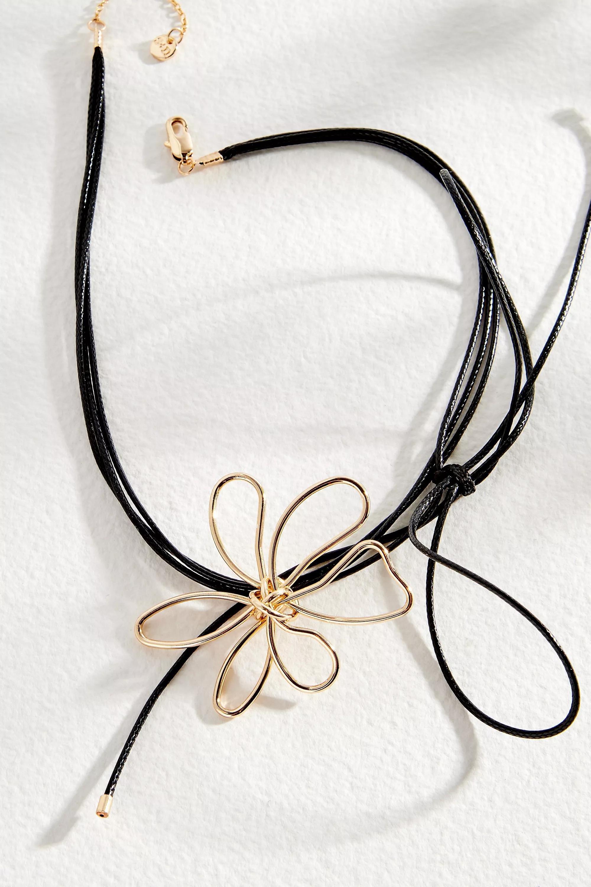 Gold Silence + Noise Metal Petal Shoelace Choker, GOLD, large image number 2