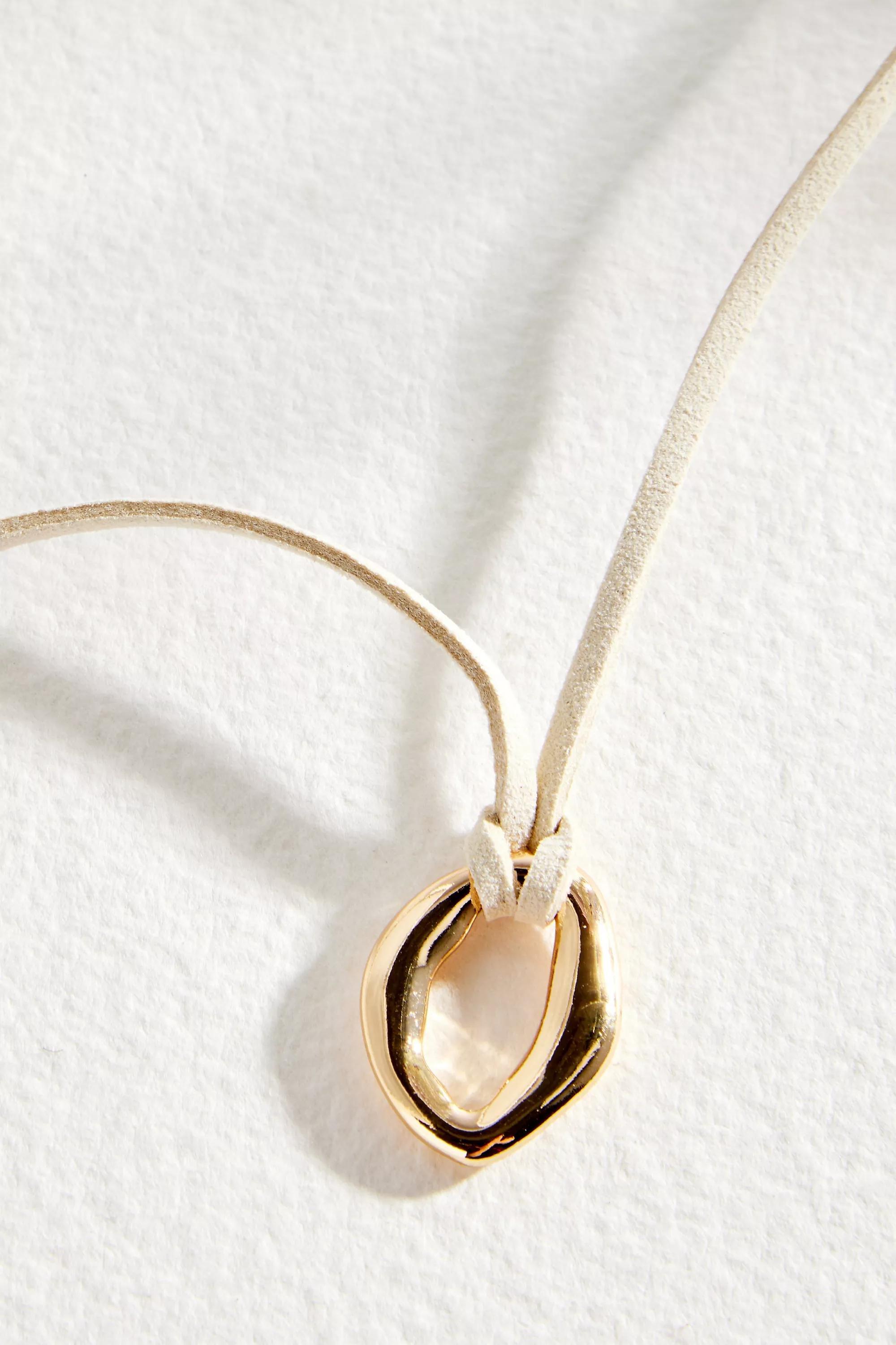 Gold Silence + Noise Oval Pendant Necklace, GOLD, large image number 0