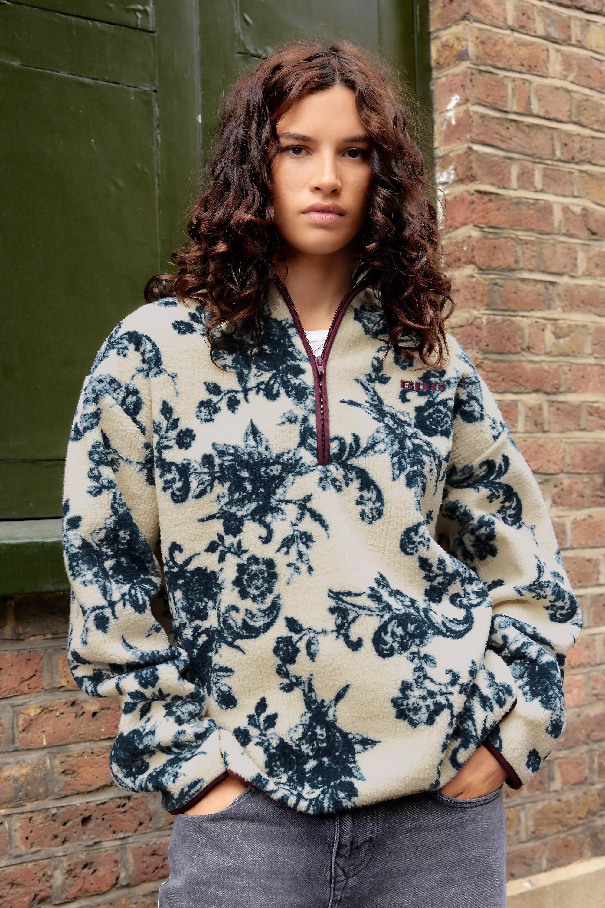 Blue UO Tapestry Fleece, , large image number 1