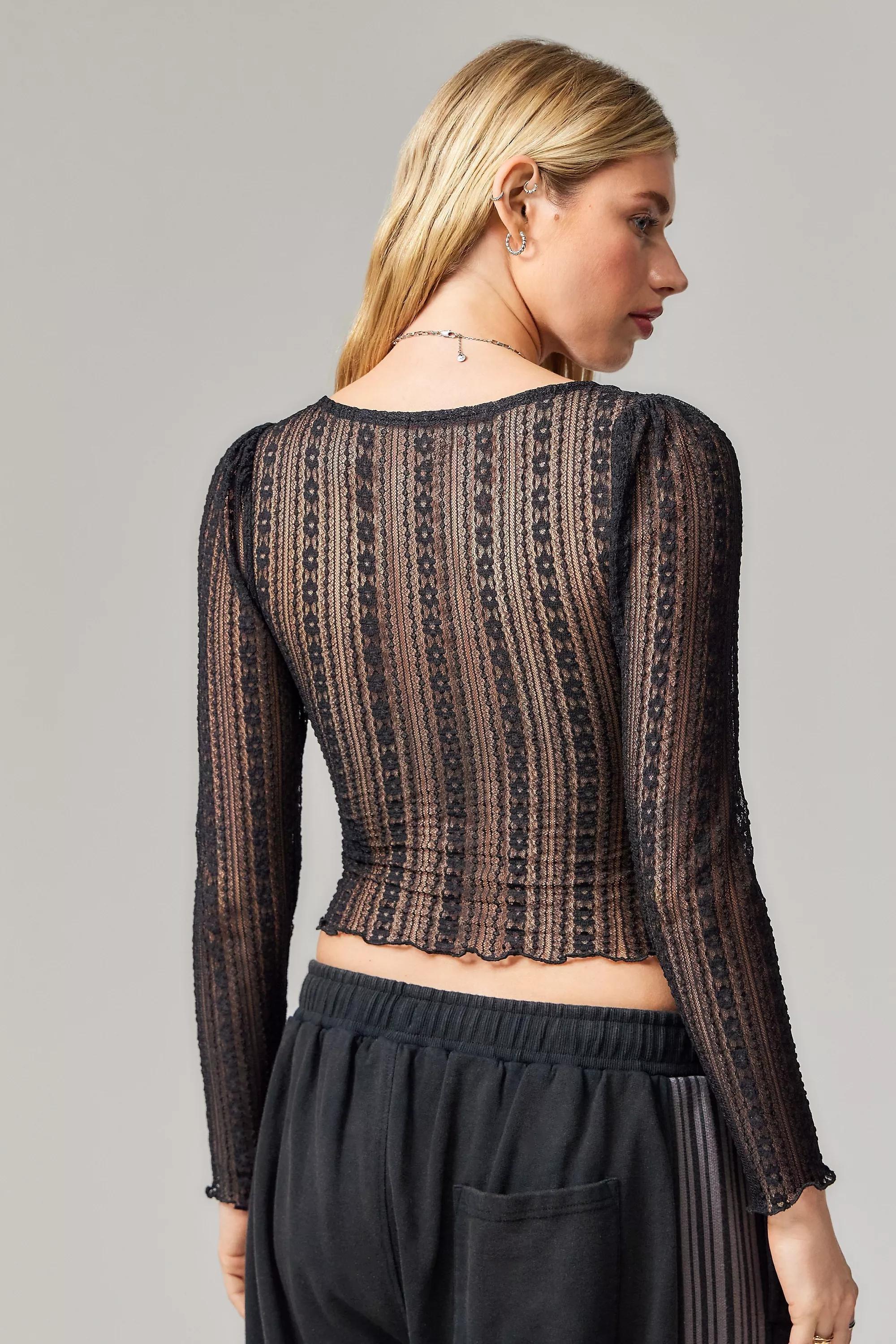 Black Kimchi Blue Jewel Lace Top, , large image number 3