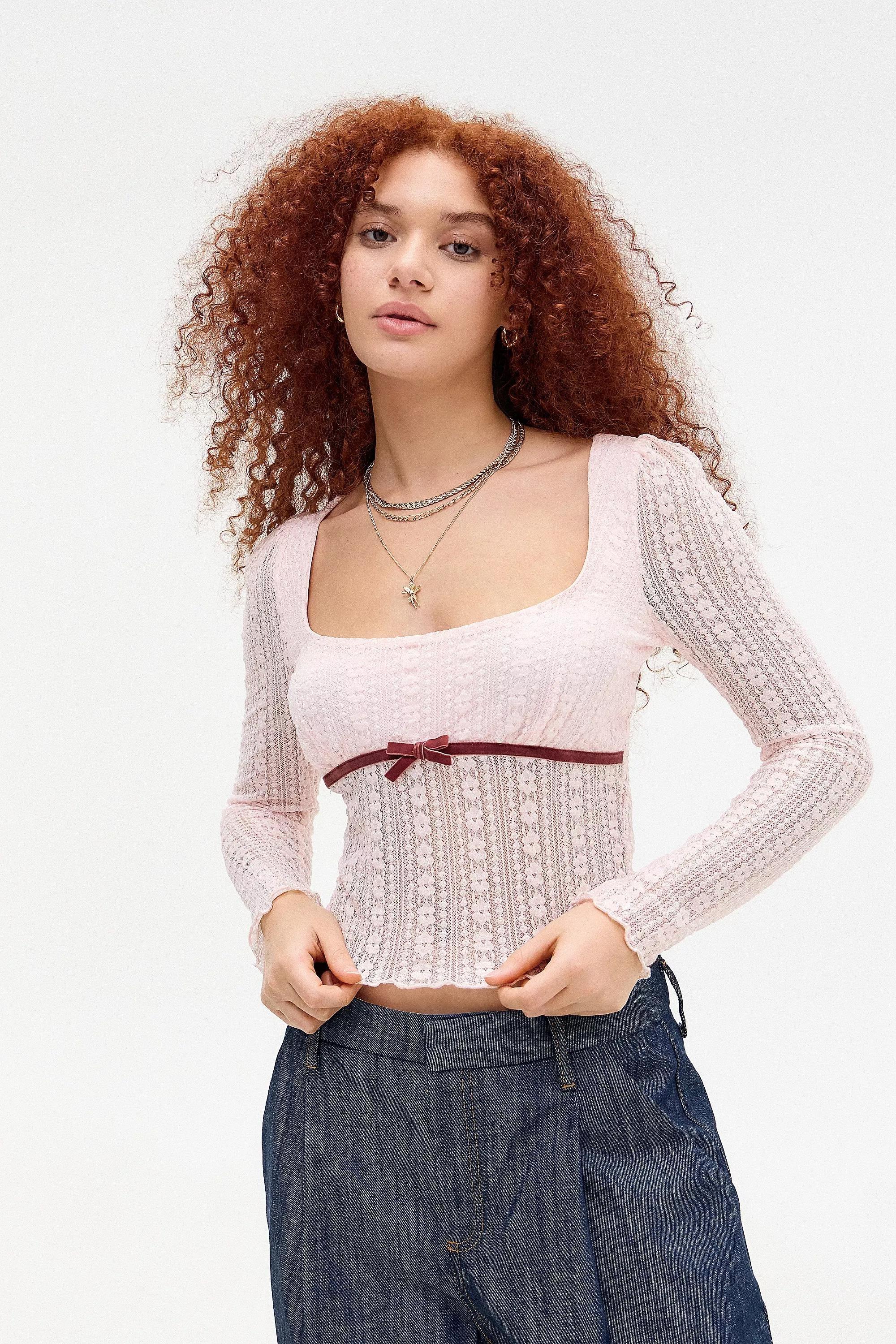 Pink Kimchi Blue Jewel Lace Top, , large image number 0
