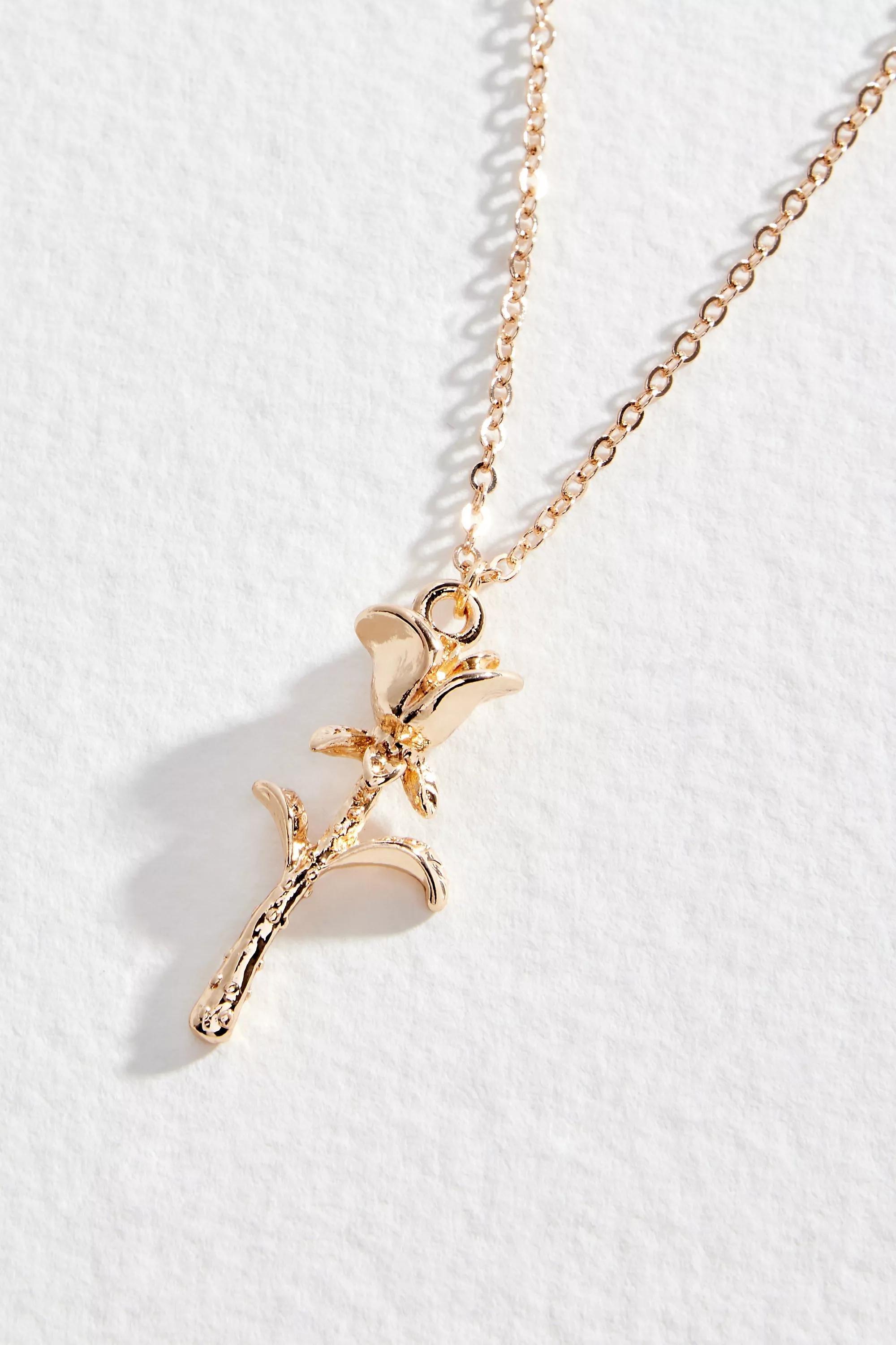 Gold Silence + Noise Rose Pendant Necklace, GOLD, large image number 0