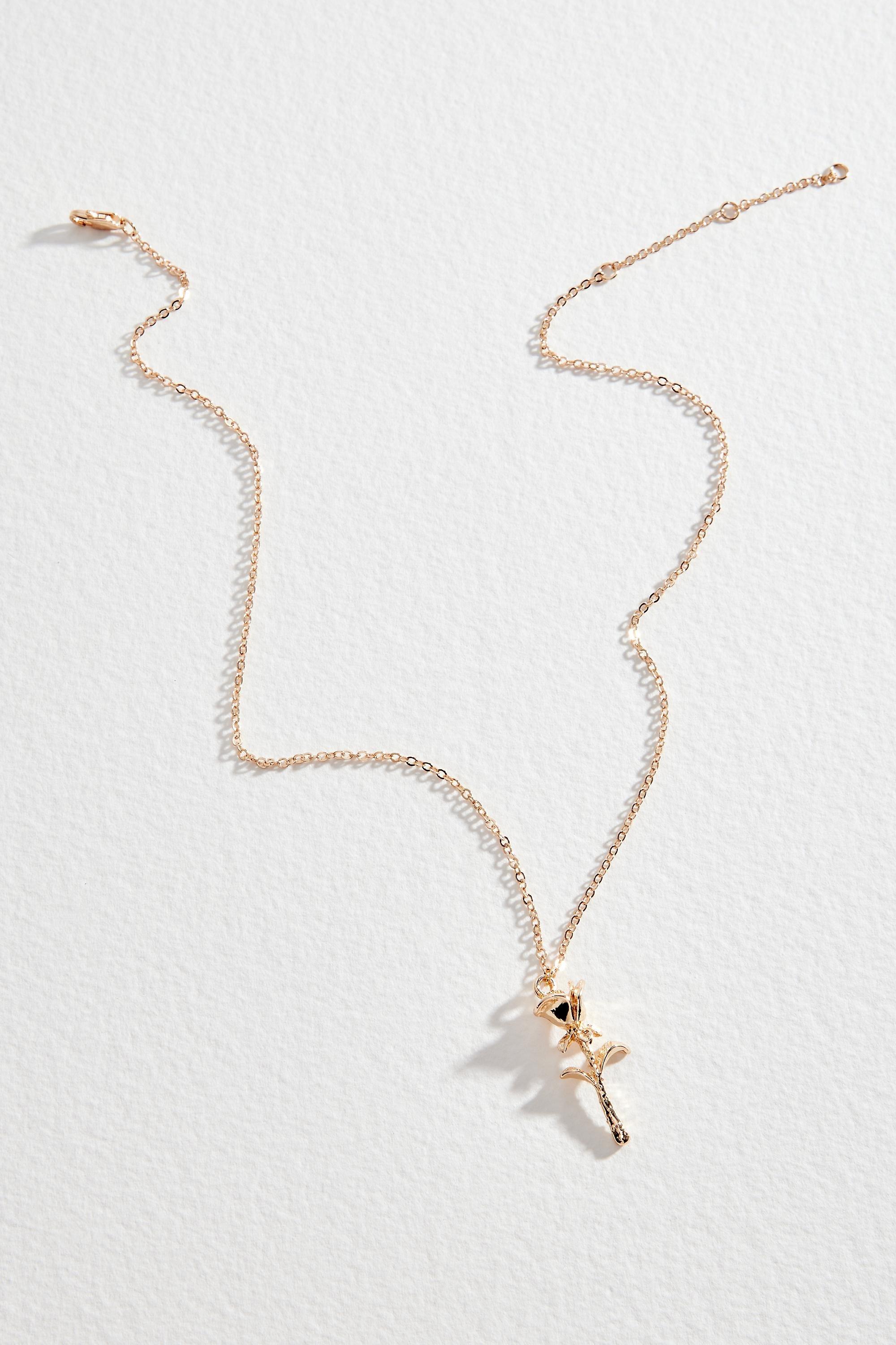 Gold Silence + Noise Rose Pendant Necklace, GOLD, large image number 1