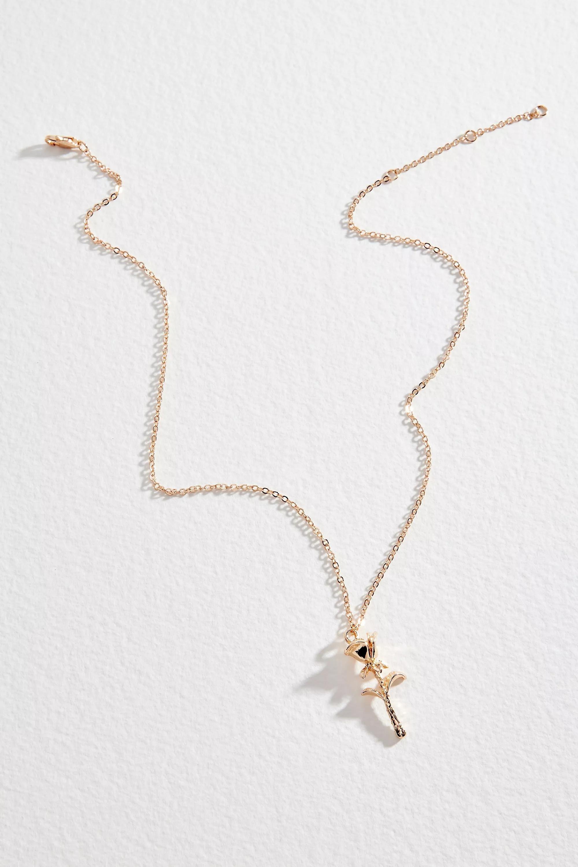 Gold Silence + Noise Rose Pendant Necklace, GOLD, large image number 2