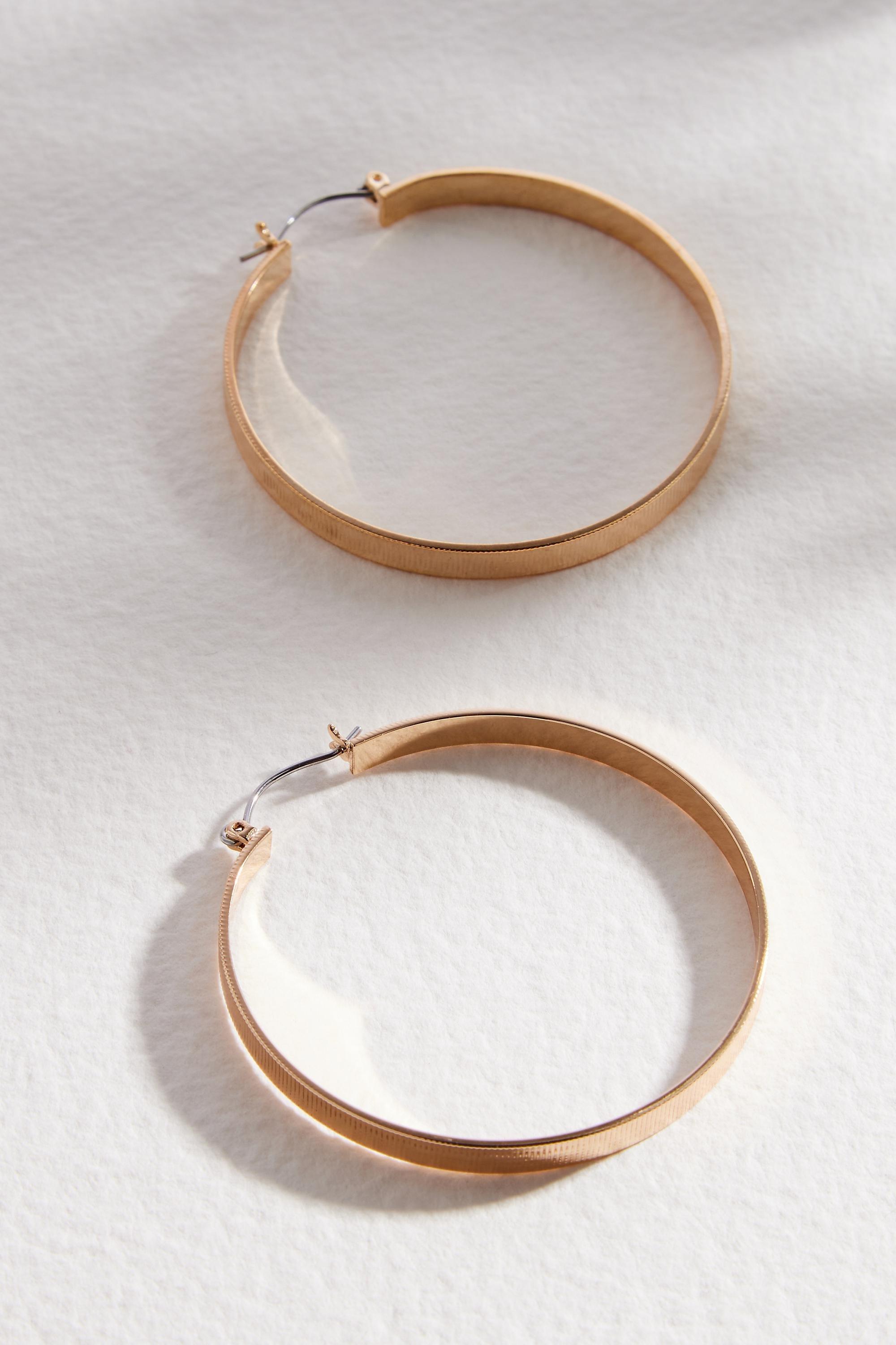 Gold Silence + Noise Ribbed Earrings, GOLD, large image number 0