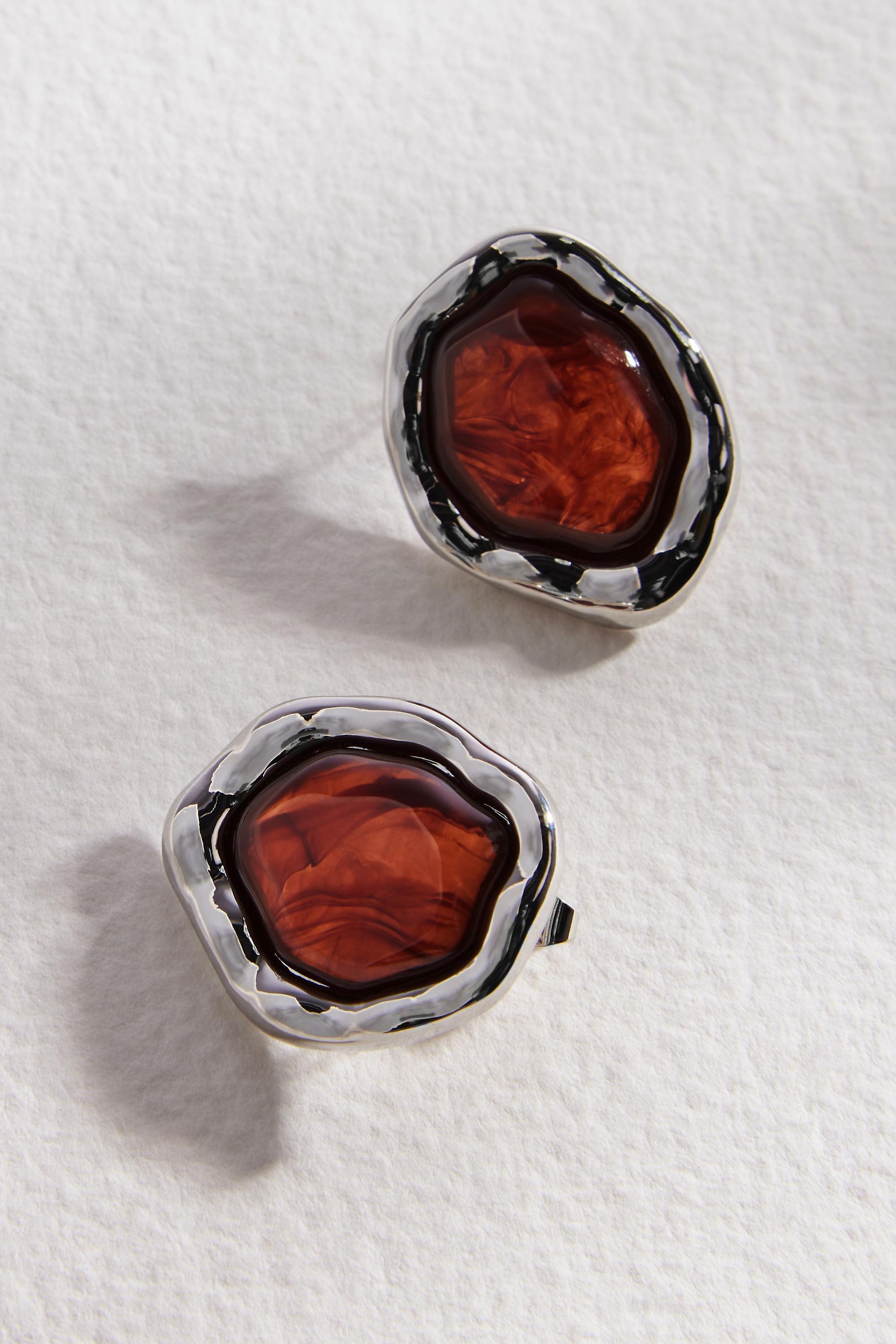 UO Vintage Oval Stud Earrings, SLVR, large image number 0