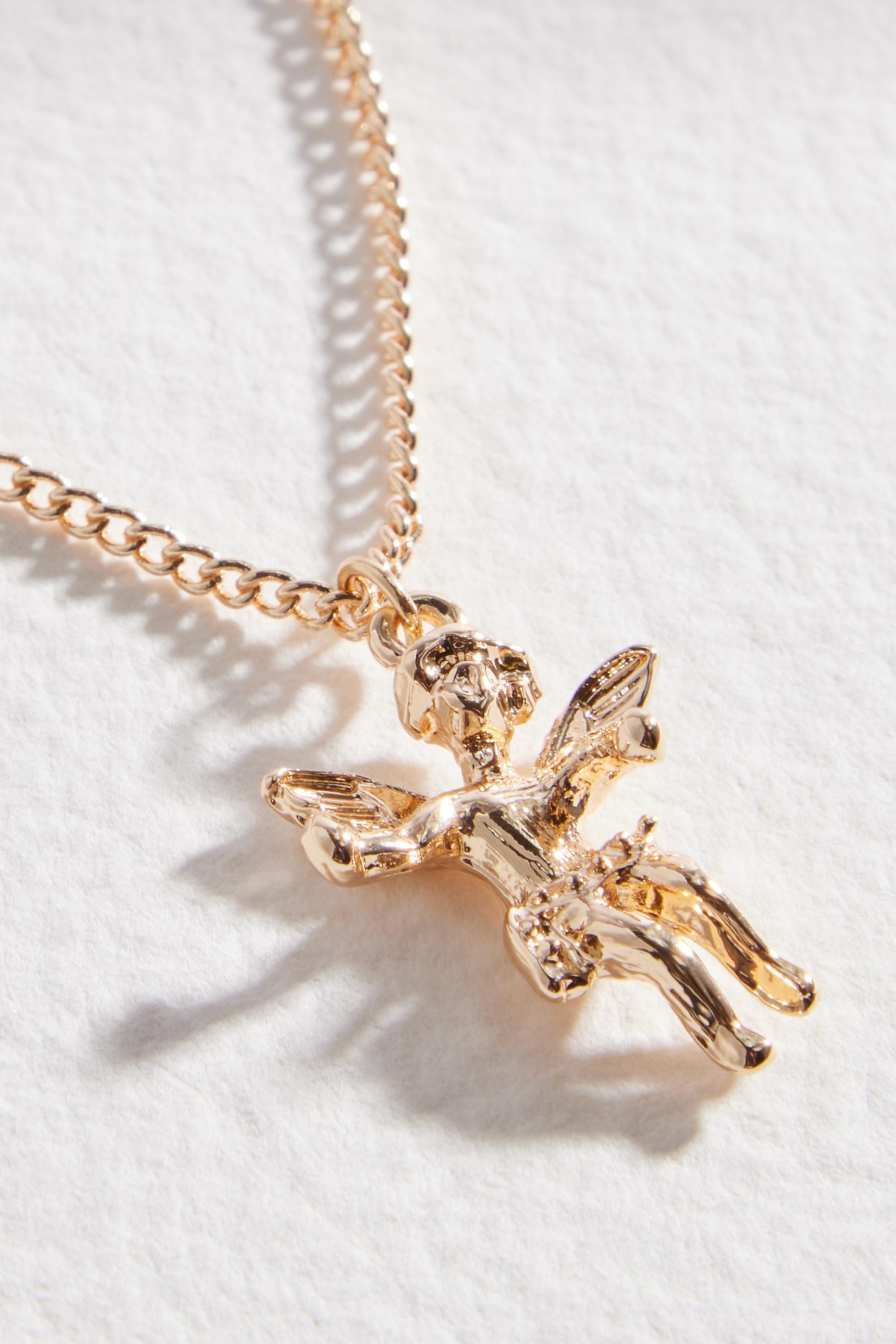 Gold Silence + Noise Cherub Pendant Necklace, GOLD, large image number 0
