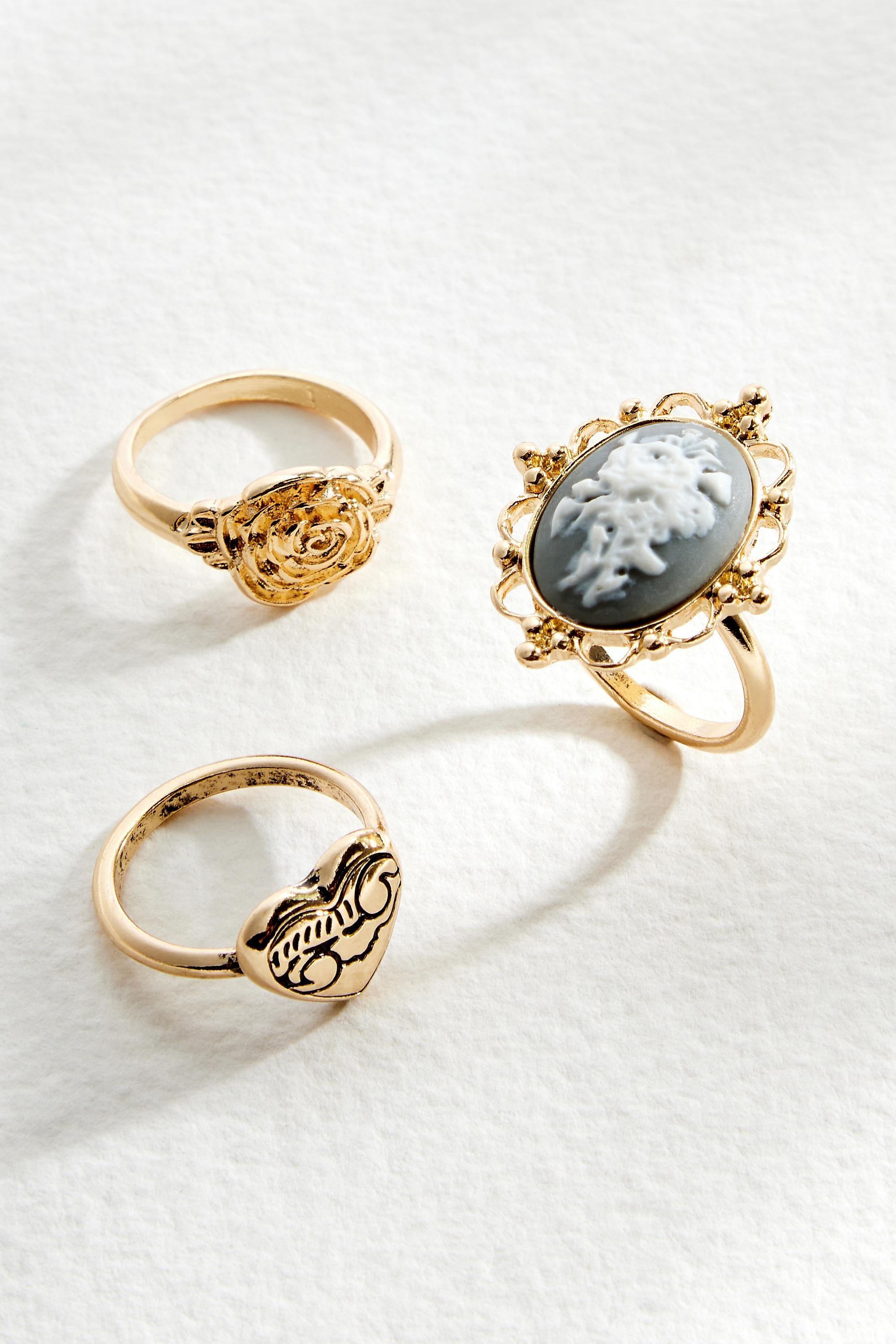 Gold Silence + Noise Floral Rings 3-Pack, , large image number 0