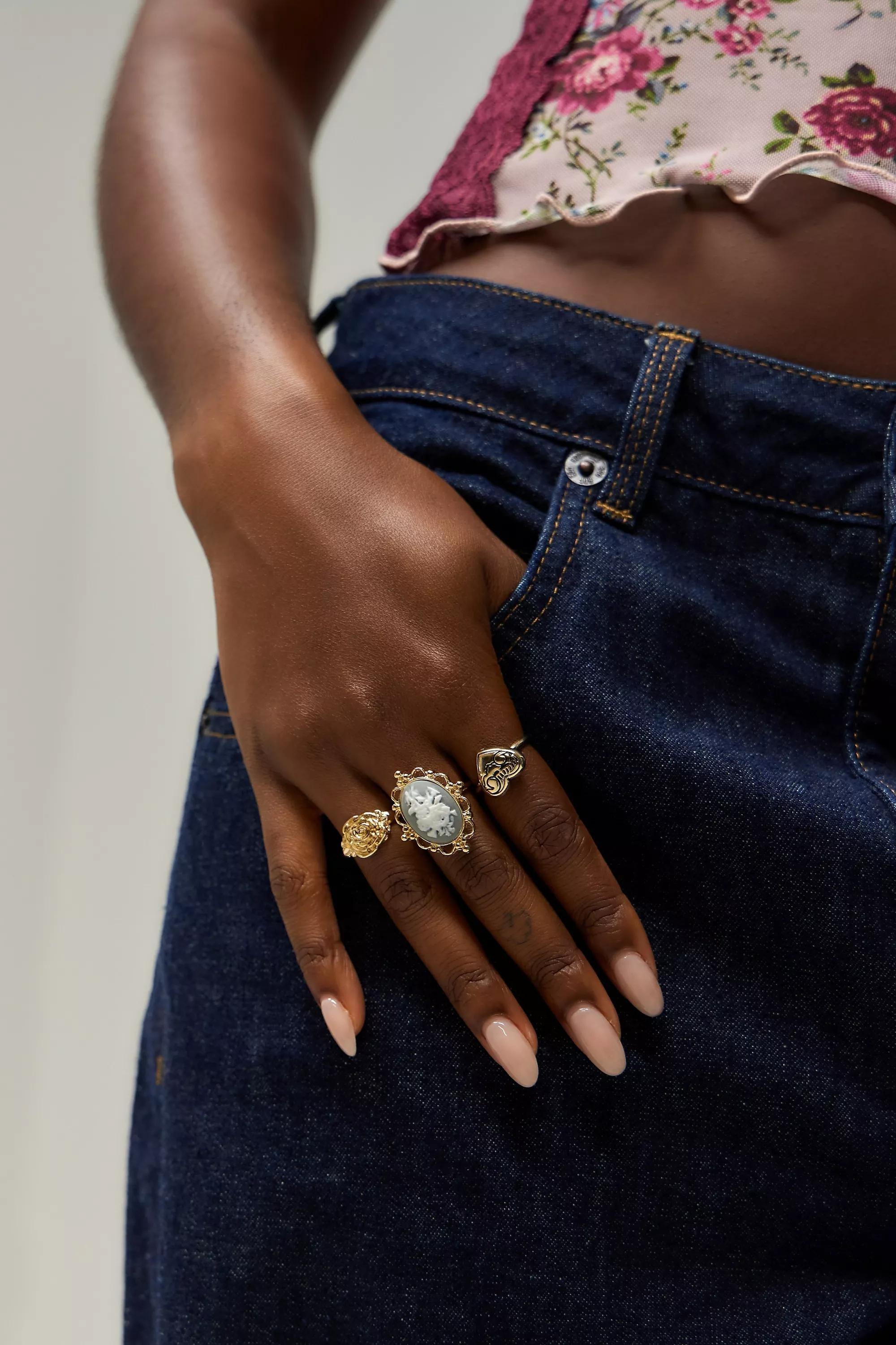 Gold Silence + Noise Floral Rings 3-Pack, , large image number 1