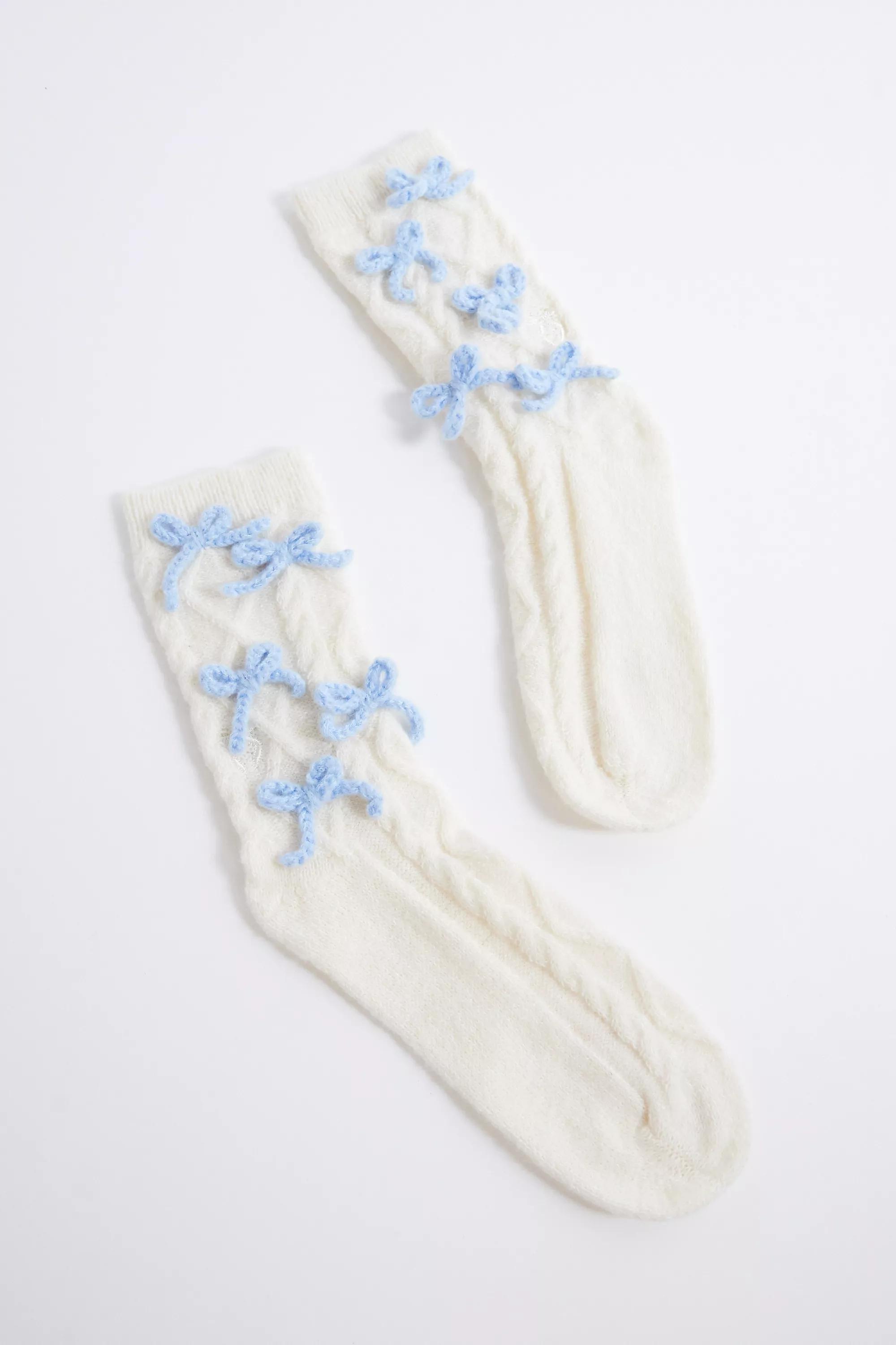 Ivory Out From Under Bow Cable Knit Socks, IVRY, large image number 1