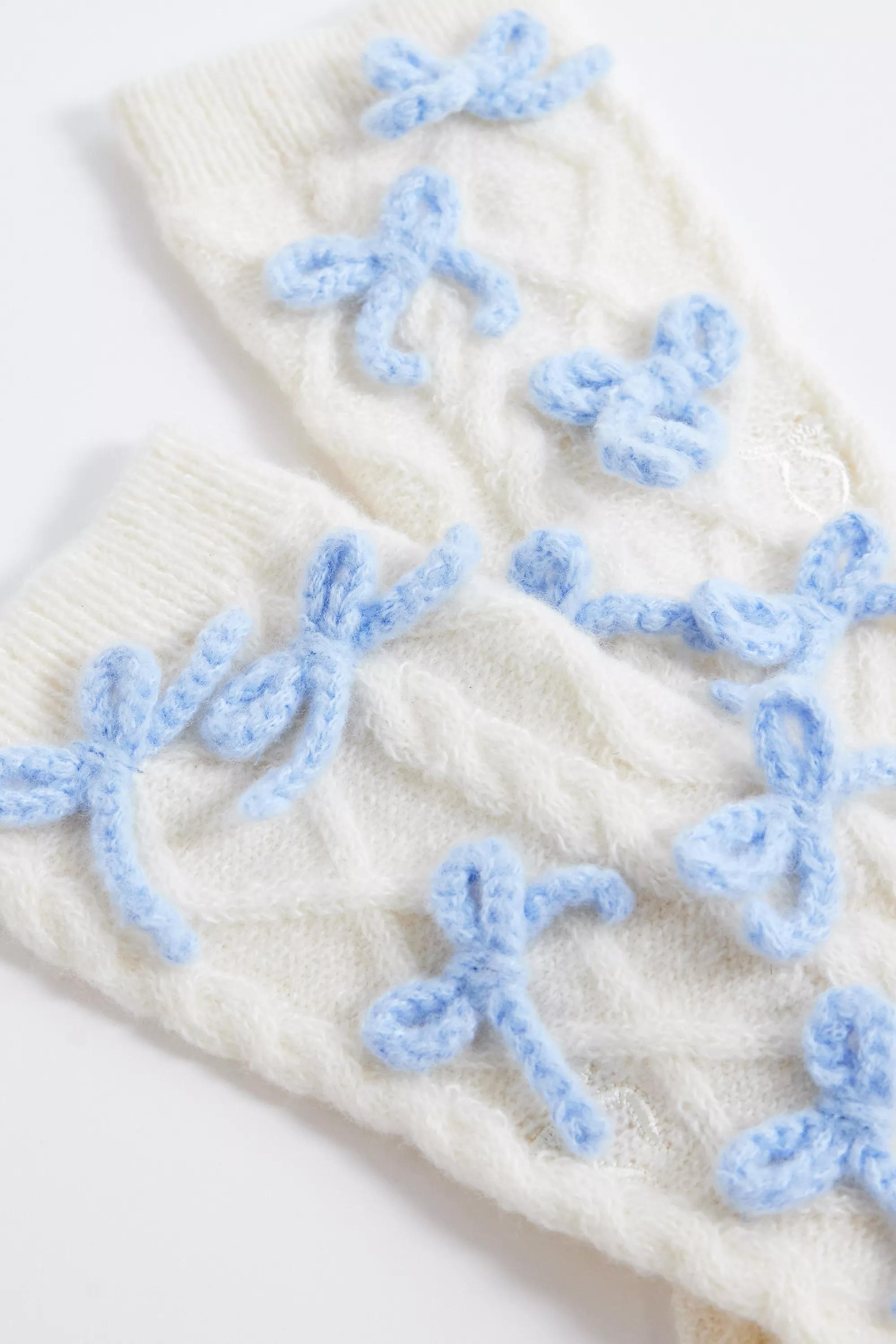Ivory Out From Under Bow Cable Knit Socks, IVRY, large image number 2