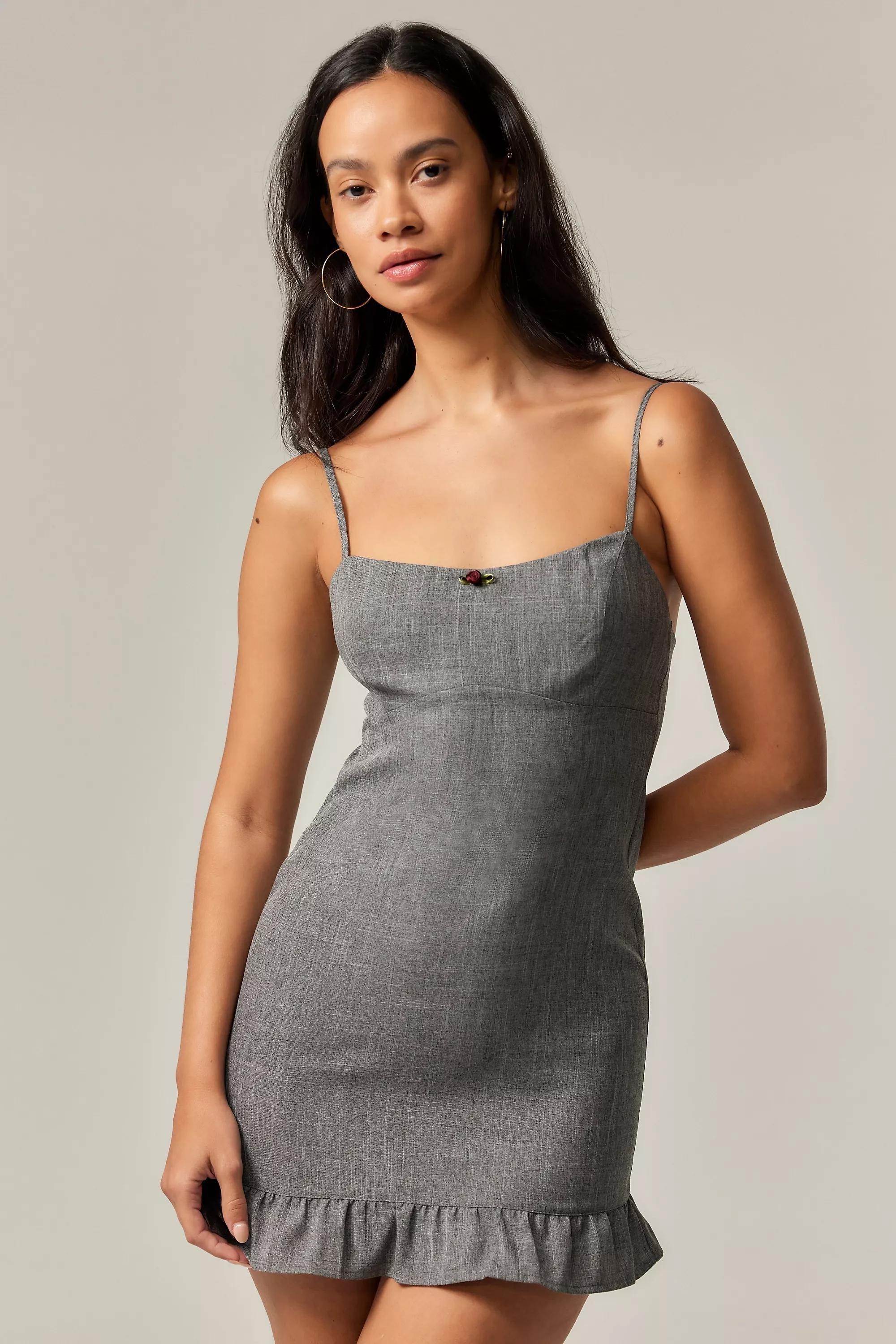 Grey Archive At Uo Faye Rosette Mini Dress, , large image number 0