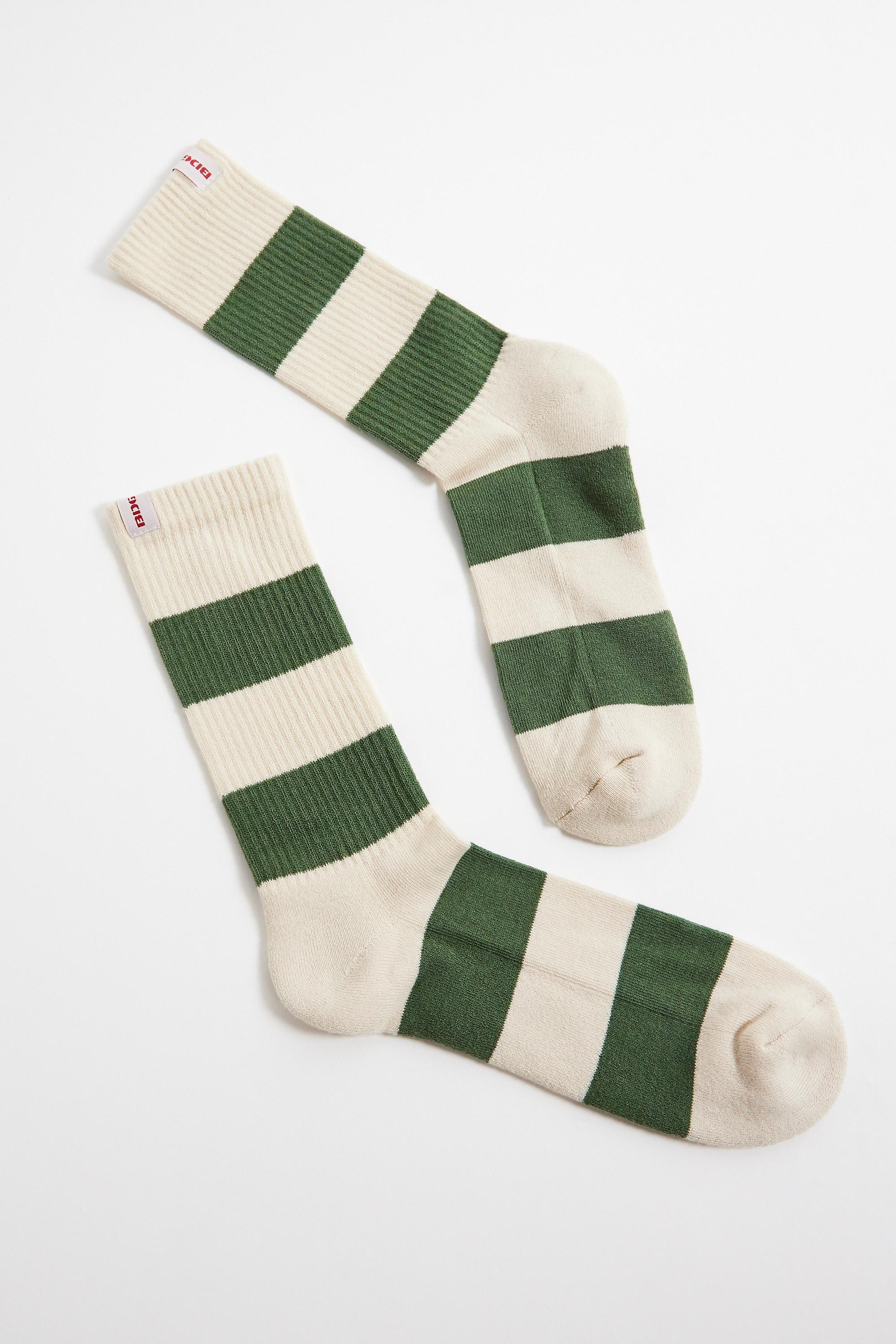 Green Bdg Stripe Socks, ASSORT, large image number 0