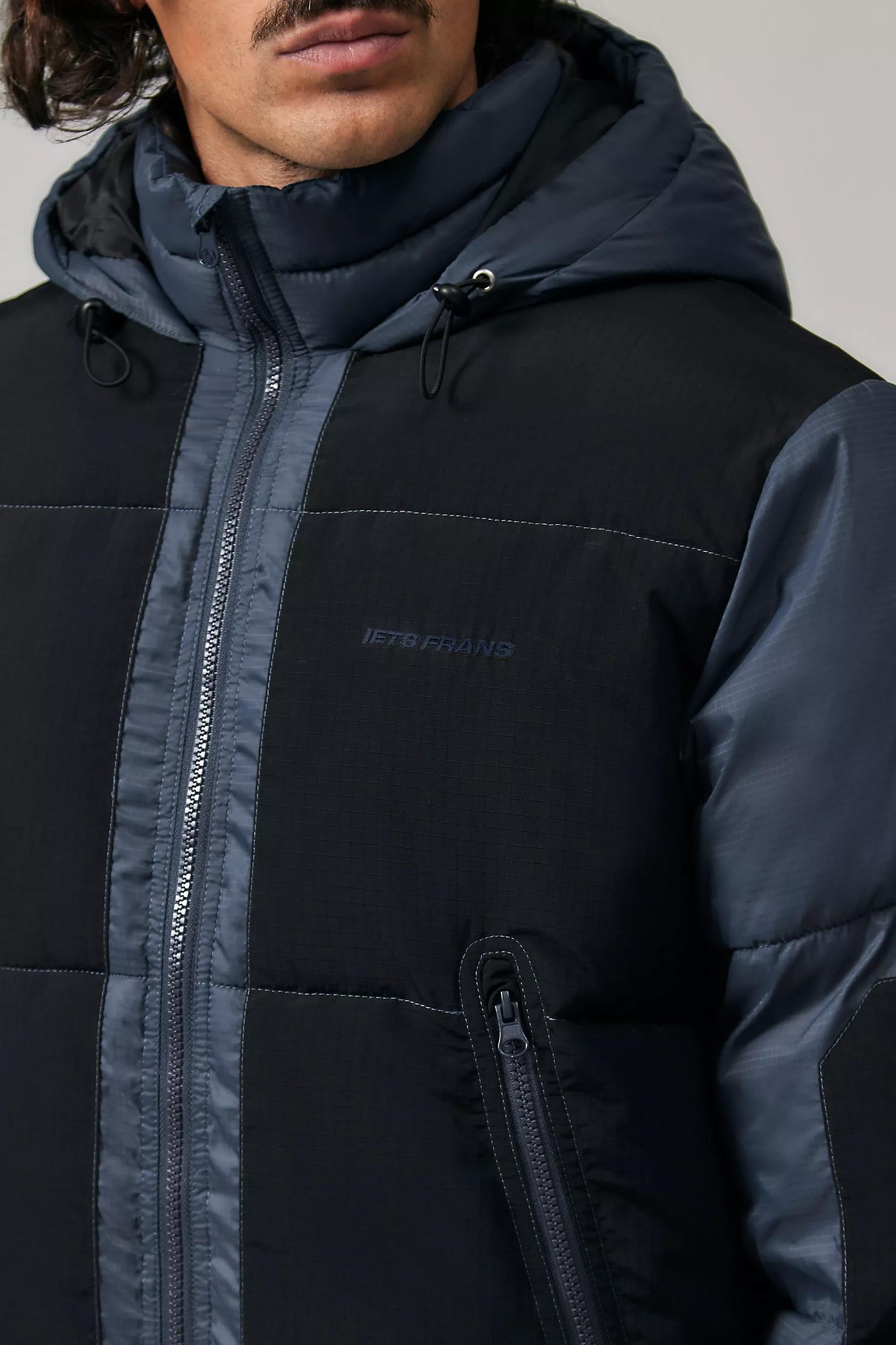 Black Iets Frans... Panelled Mountain Puffer Jacket, , large image number 2