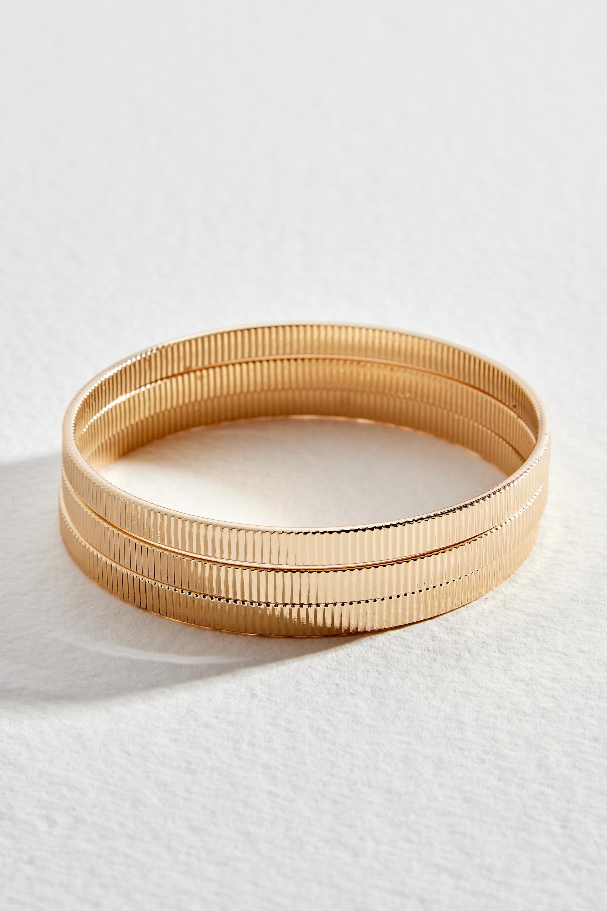Gold Silence + Noise Ribbed Bracelet 3 Pack, GOLD, large image number 0