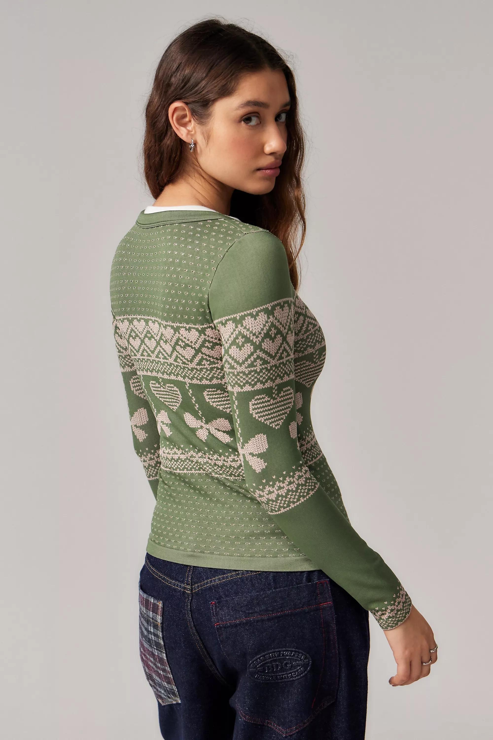 Green Basic Pleasure Mode Uo Exclusive Seamless Cardigan, , large image number 3