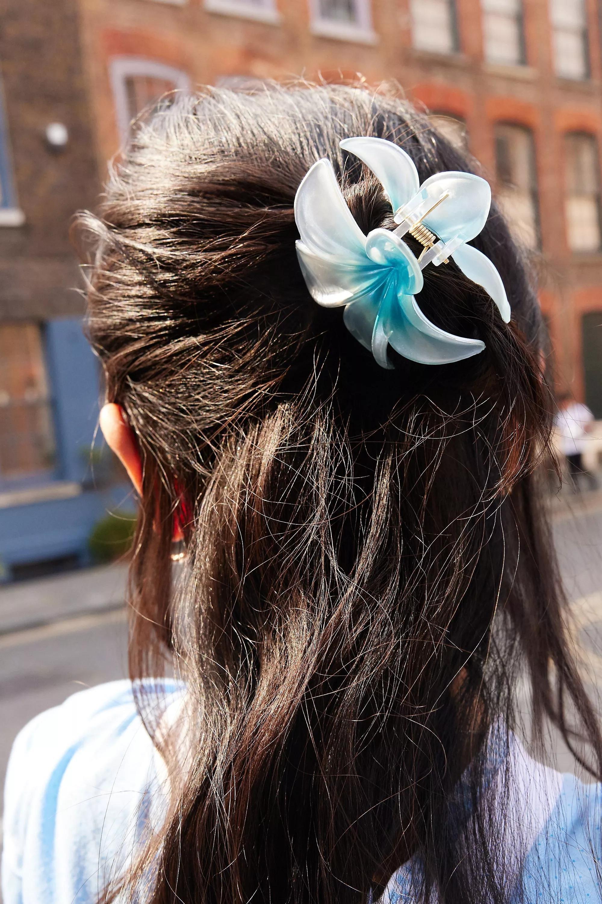 Blue Tropical Flower Claw Clip, BLUE, large image number 1