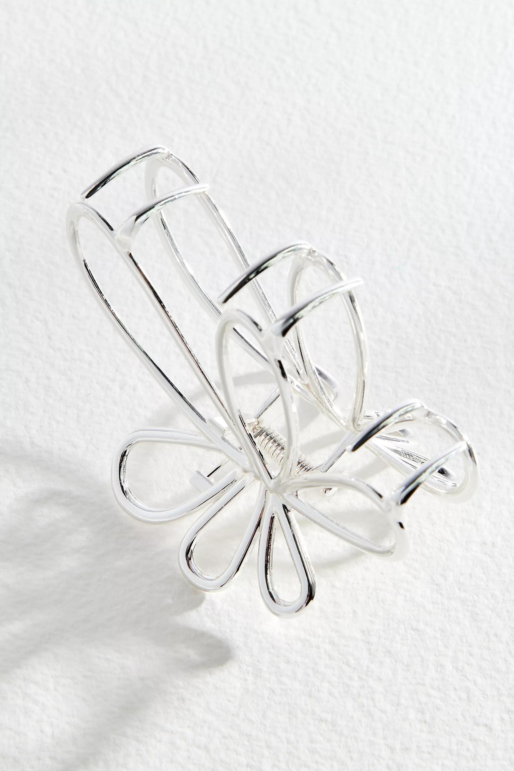 Silver Flower Claw Clip, SLVR, large image number 0