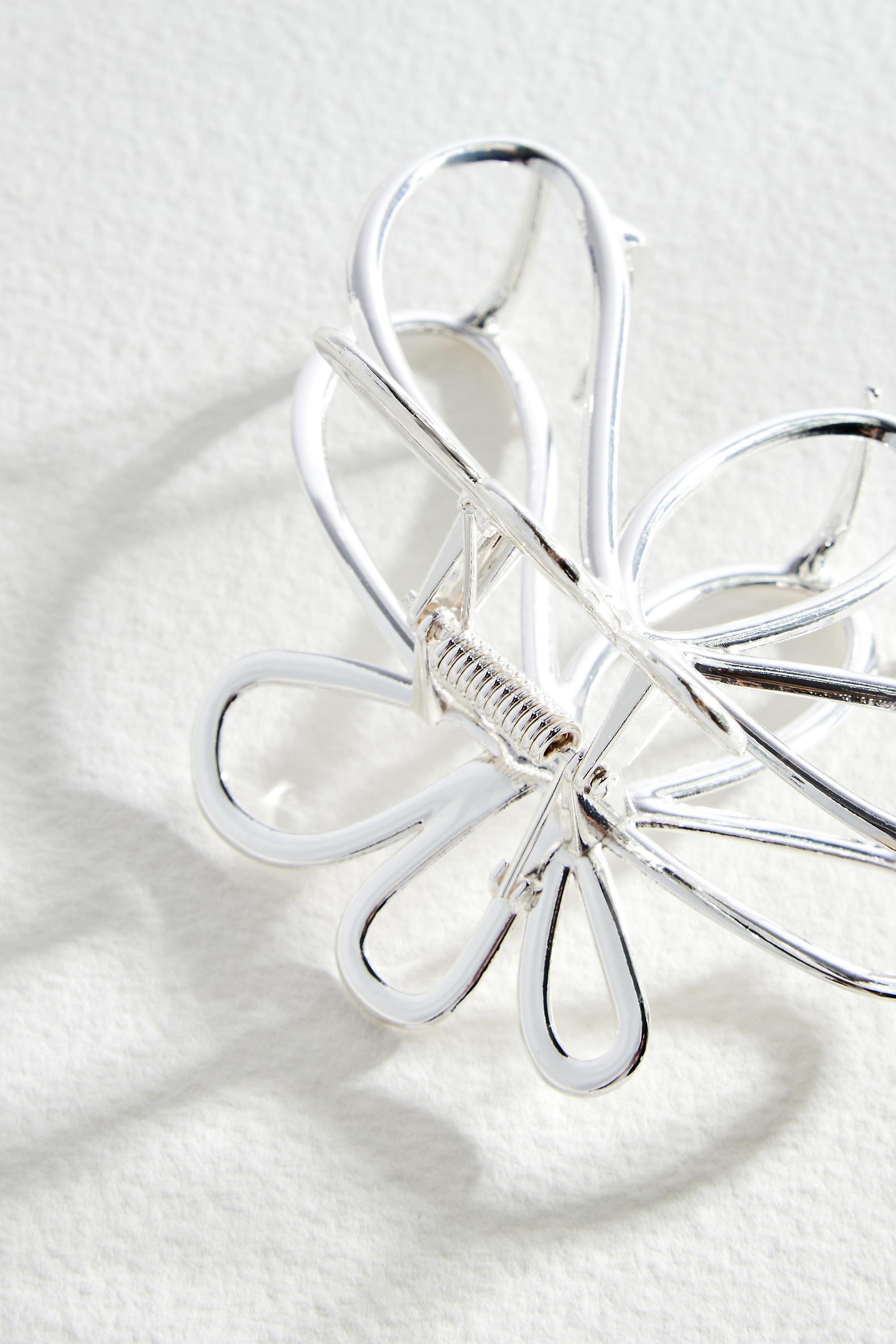 Silver Flower Claw Clip, SLVR, large image number 2