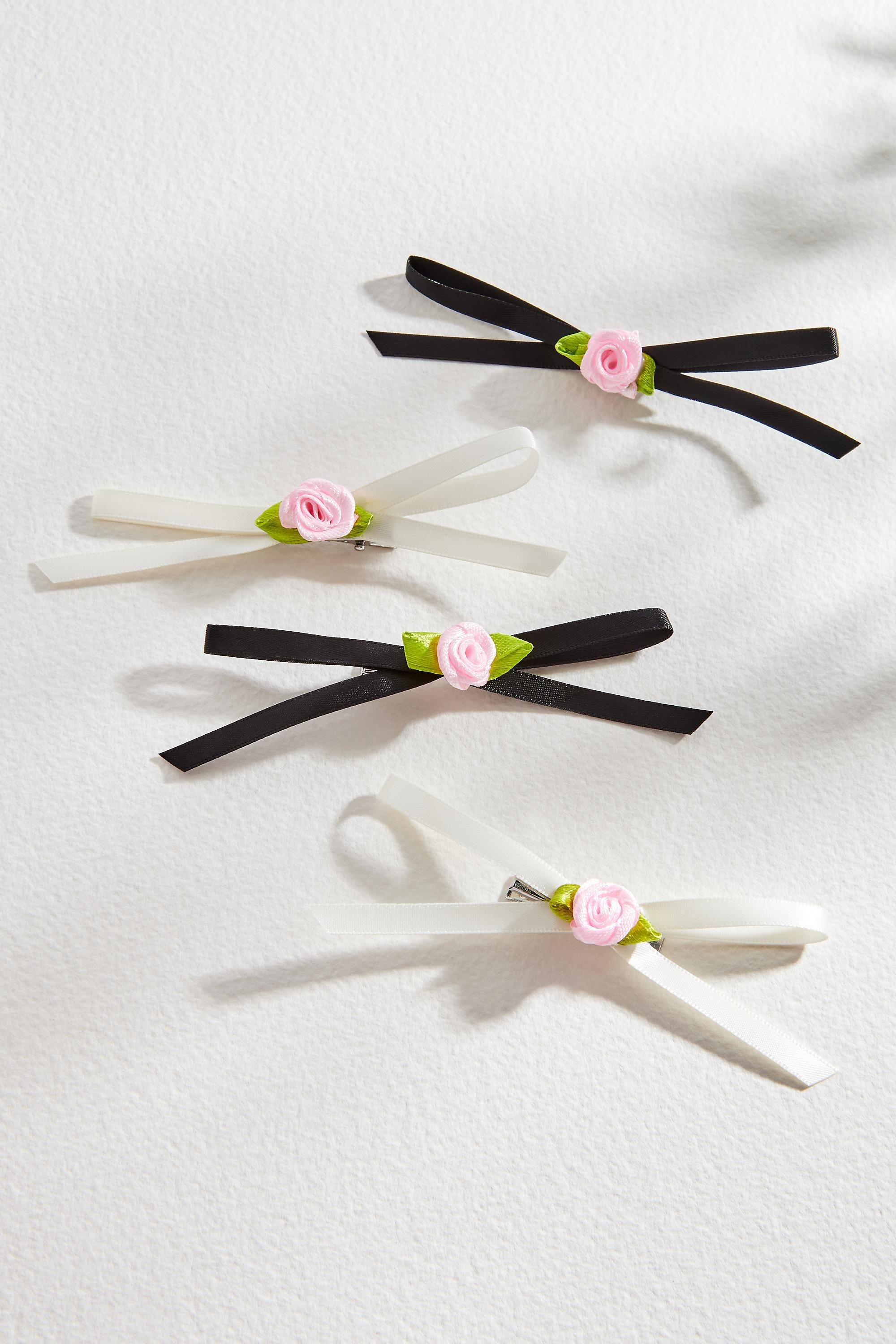 Pink UO 4-Pack Rosette Bow Clips, PINK, large image number 0