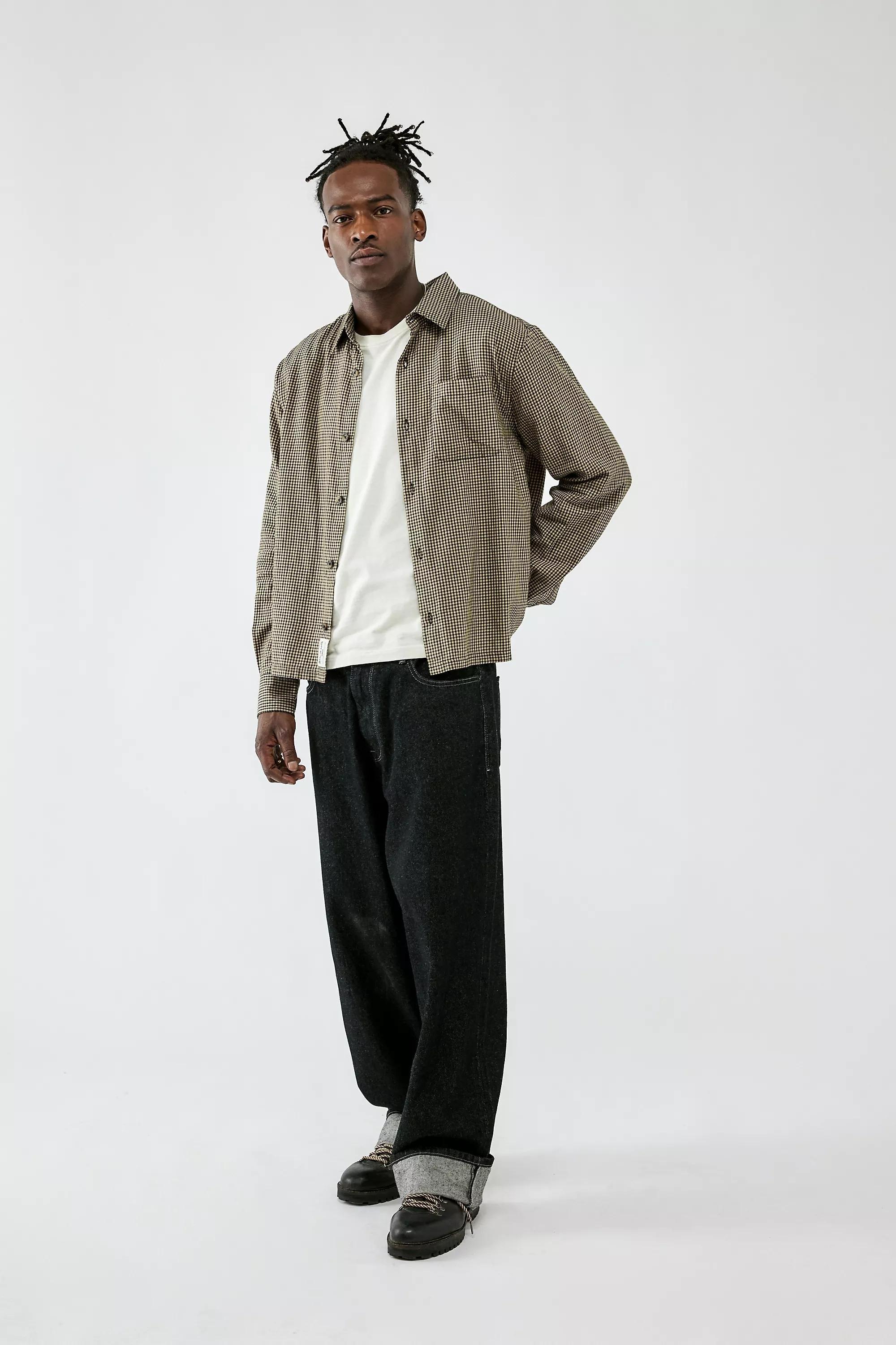Beige UO Mini Check Overshirt, , large image number 1