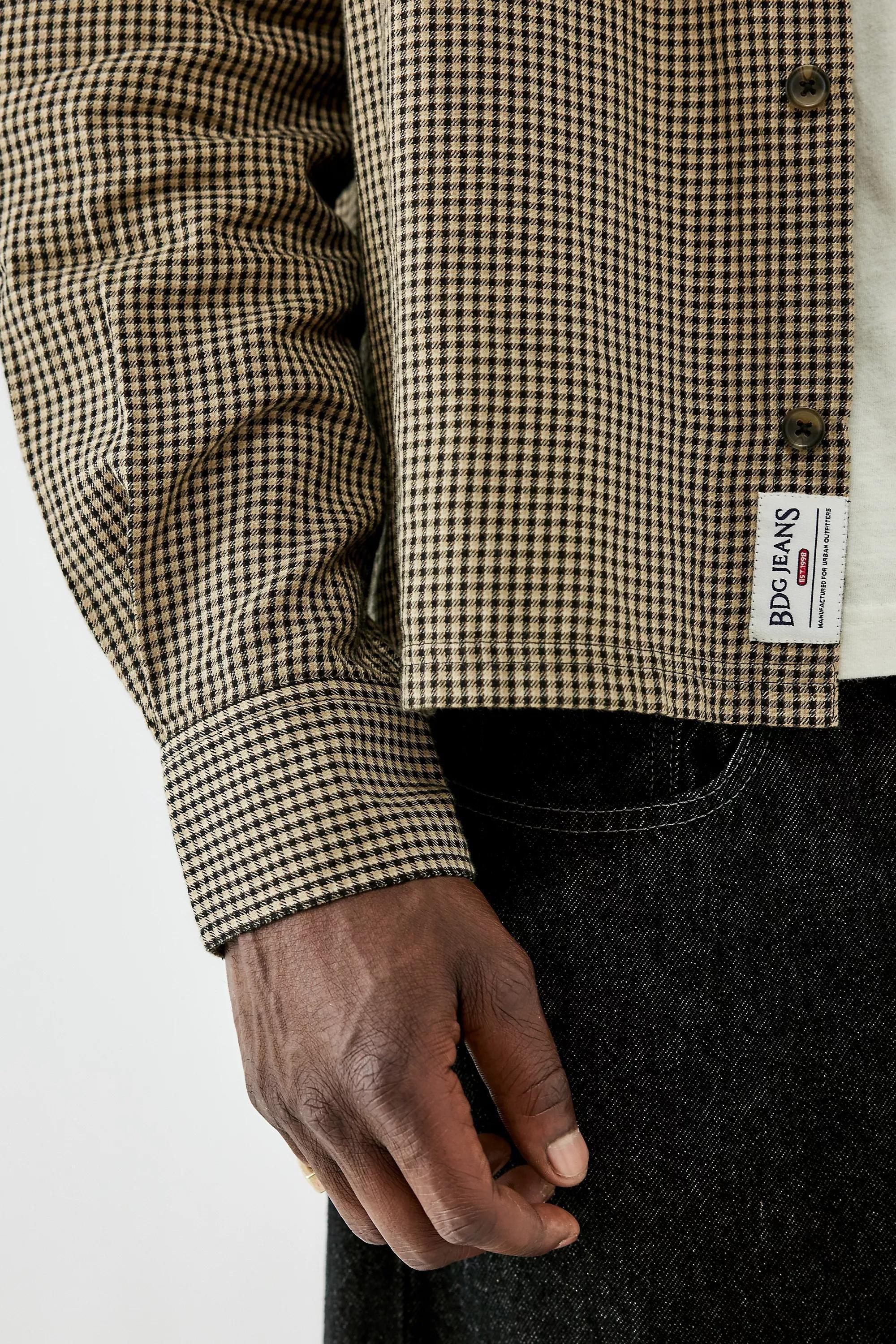 Beige UO Mini Check Overshirt, , large image number 2