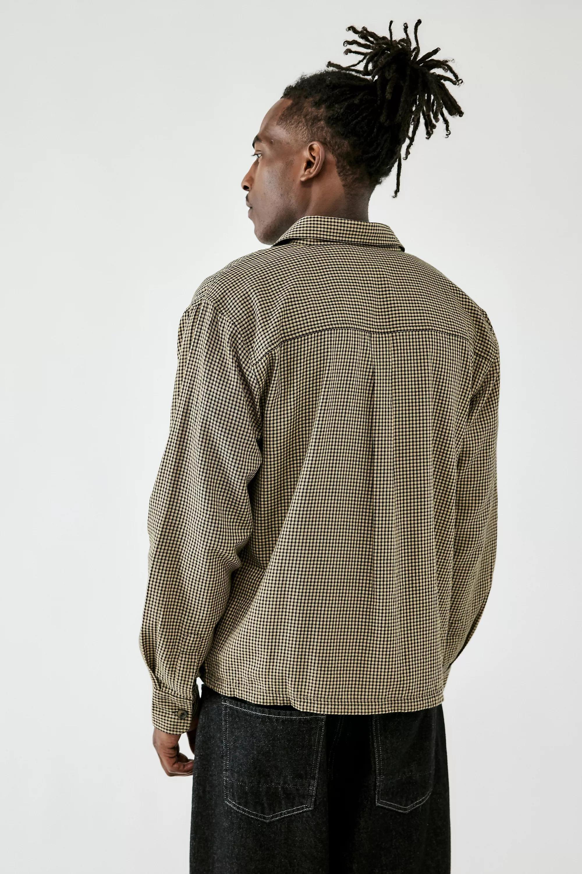 Beige UO Mini Check Overshirt, , large image number 3