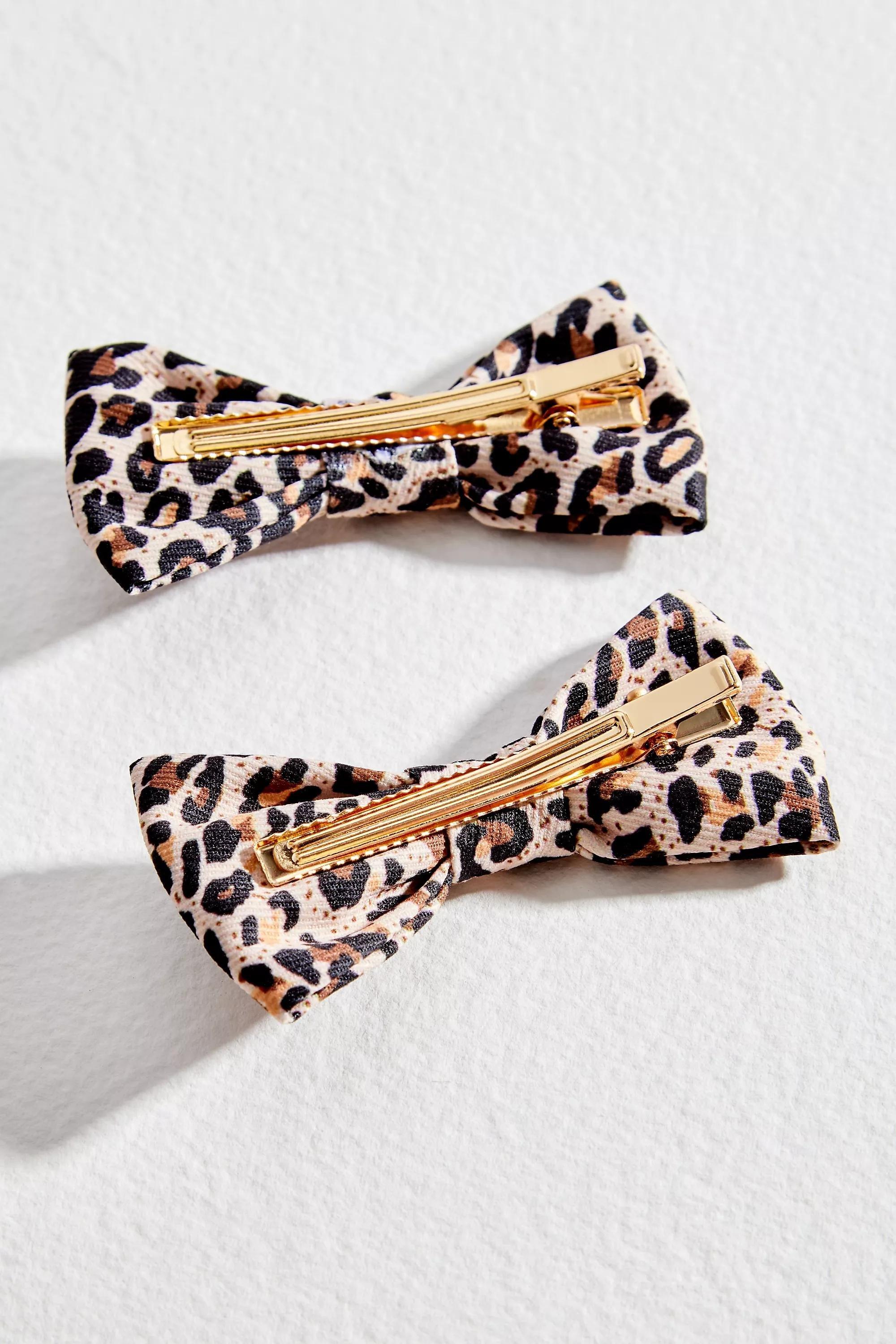 Brown Motif Iris Check Mini Bow Clips, BRN MOTIF, large image number 3