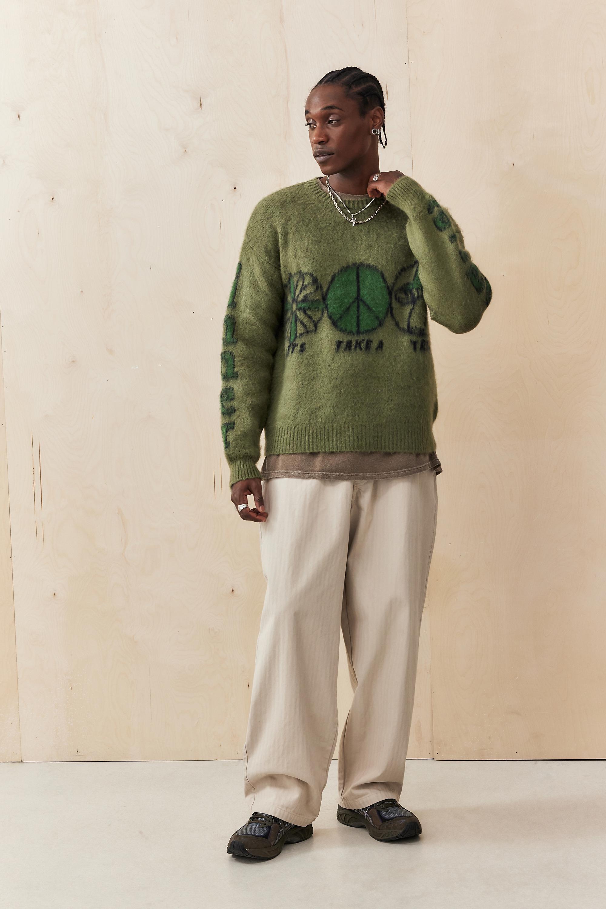 Green Uo Peace Knit Jumper, , large image number 1