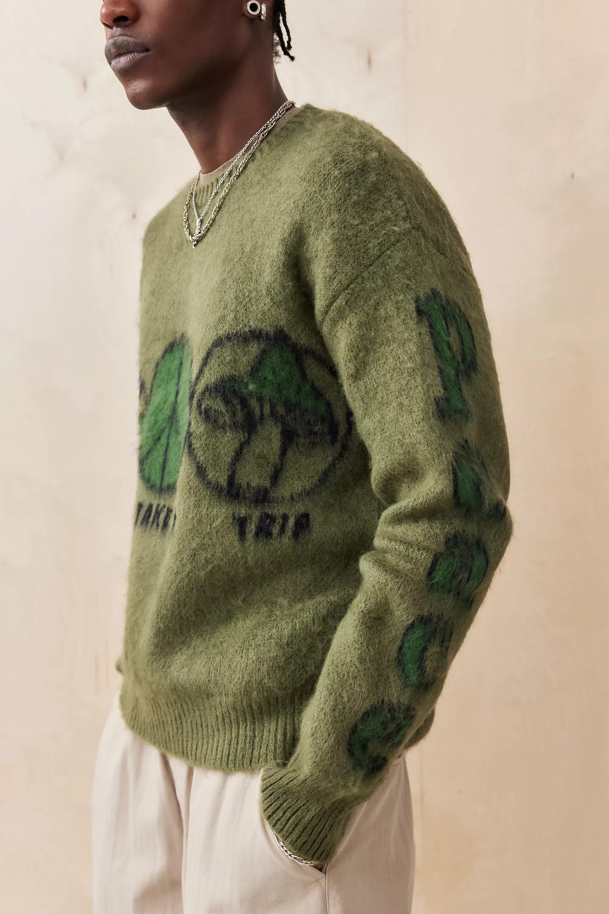 Green Uo Peace Knit Jumper, , large image number 3