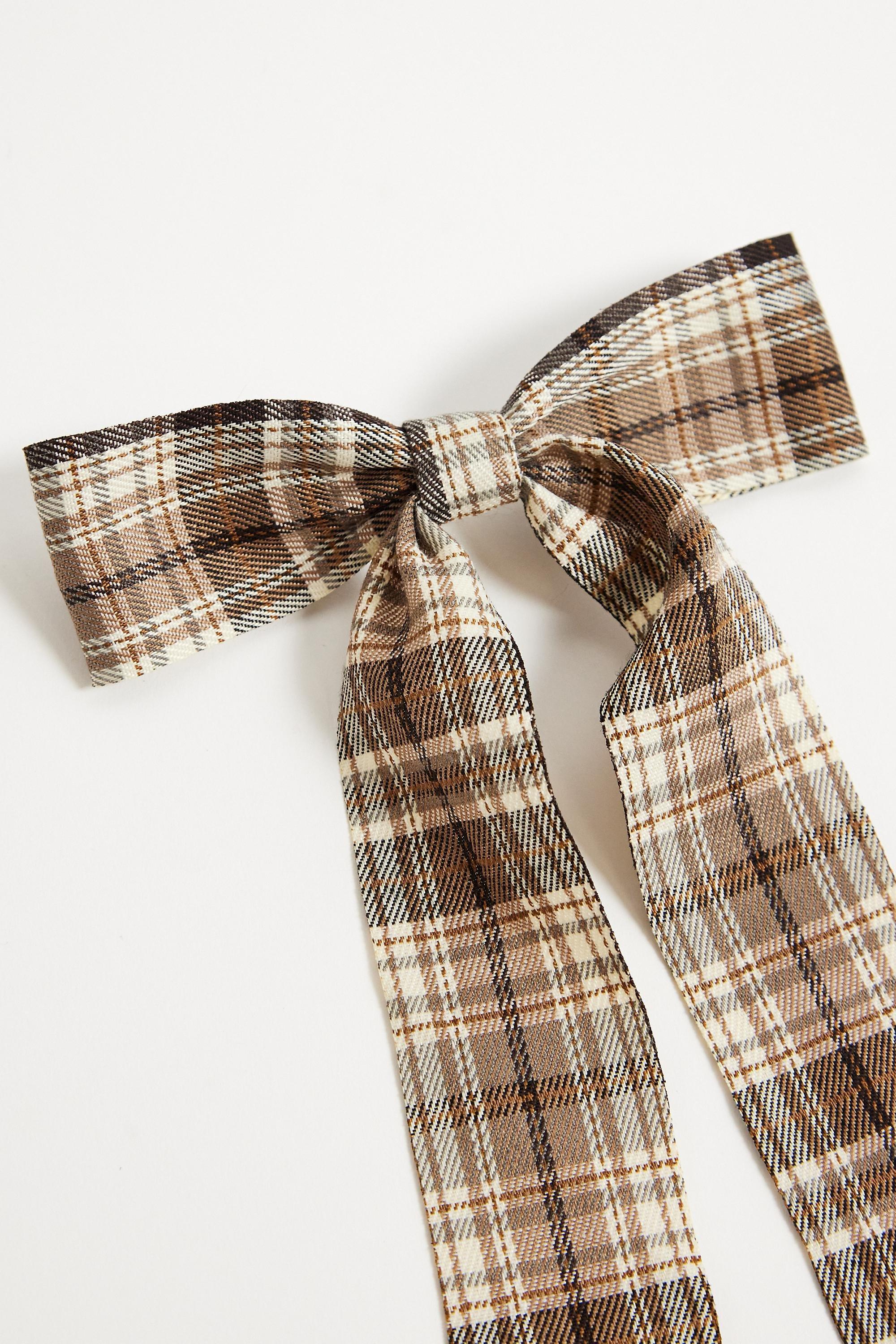 Brown UO Check Hair Bow, BRN, large image number 2