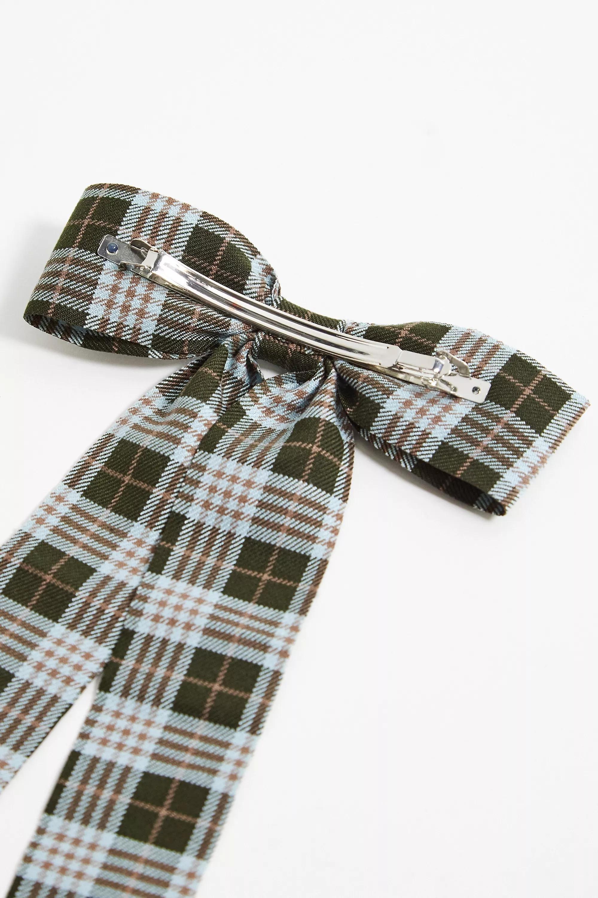 Blue Check Hair Bow, BLUE, large image number 3
